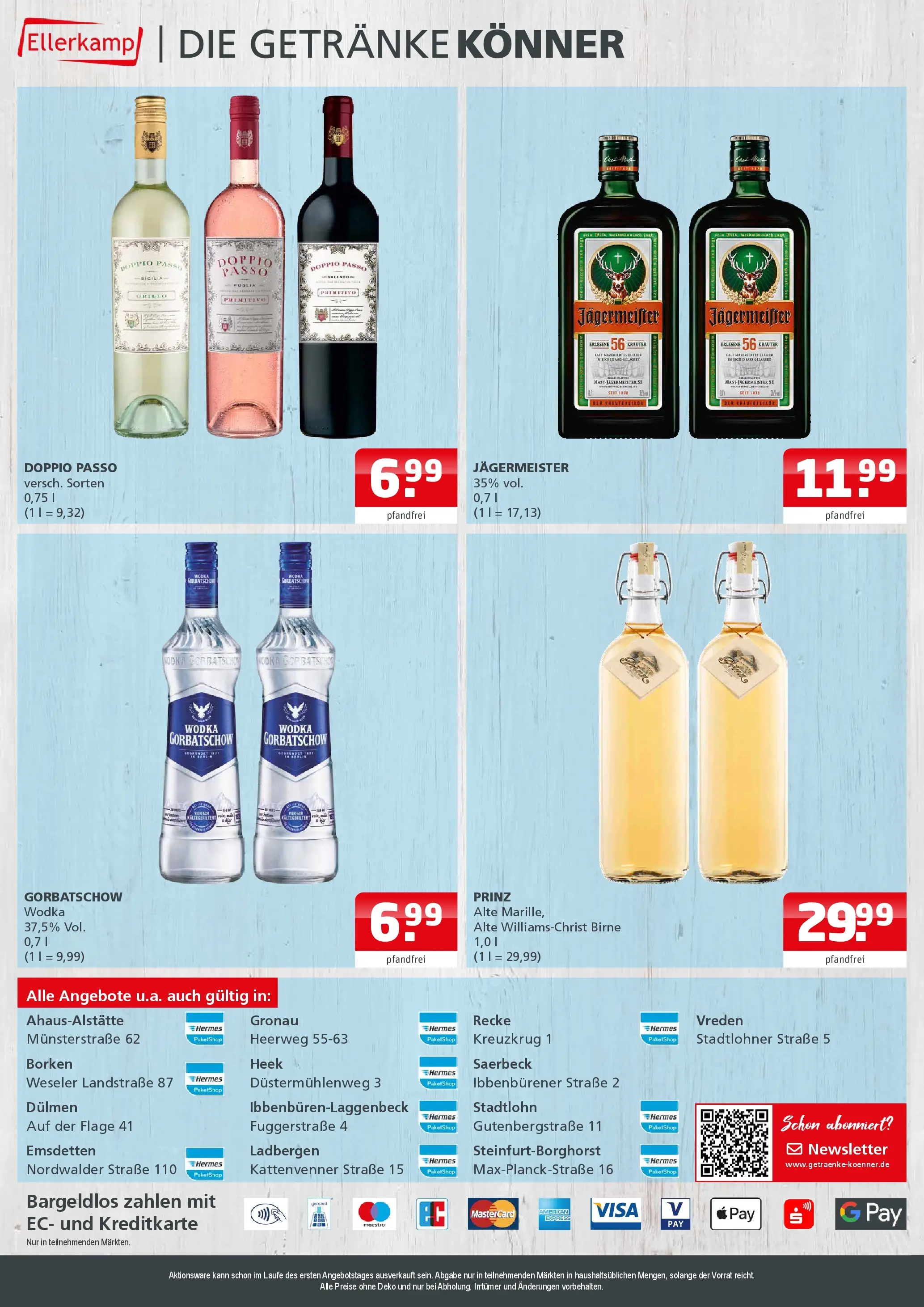 Entdecke - Getränke Ellerkamp: Getränkeangebote (ab 11.01.2026) zum Blättern | Seite: 4 | Produkte: Jägermeister, Wodka gorbatschow, Vodka, Wodka
