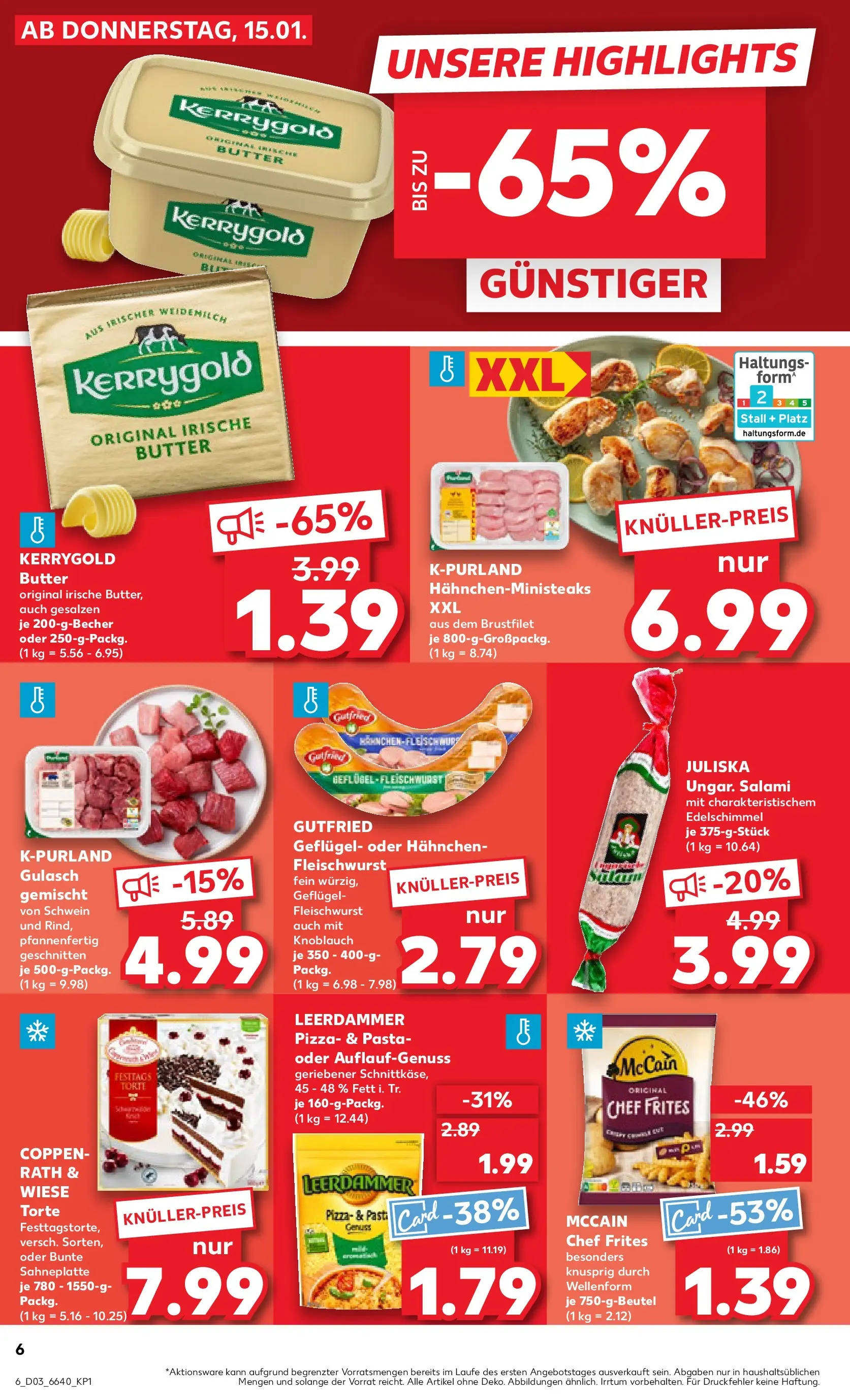 Prospekt Kaufland ab 15.01.2026 » Angebote Online zum Blättern | Seite: 6 | Produkte: Hahnchen, Butter, Pizza, Kerrygold butter