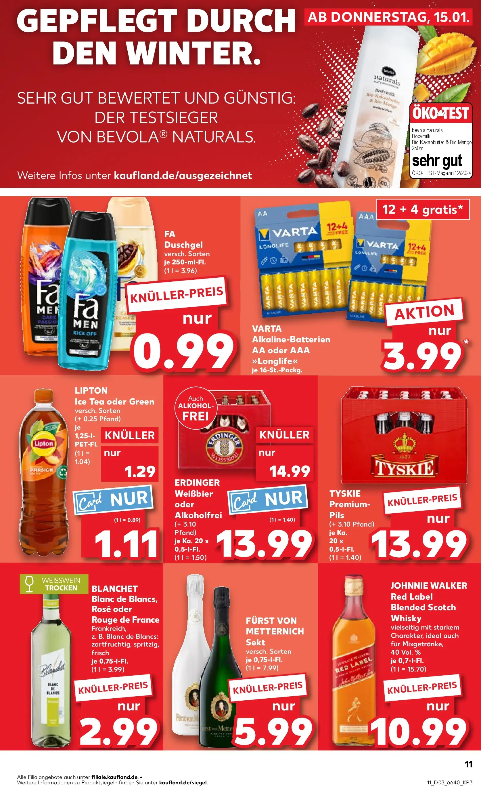 Prospekt Kaufland ab 15.01.2026 » Angebote Online zum Blättern | Seite: 11 | Produkte: Weißbier, Sekt, Duschgel, Pfirsich