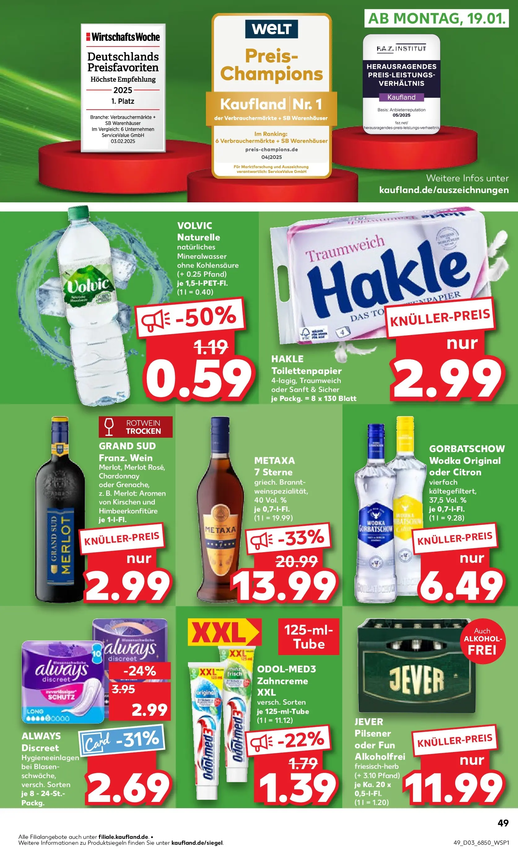 Prospekt Kaufland ab 15.01.2026 » Angebote Online zum Blättern | Seite: 49 | Produkte: Merlot, Vodka, Volvic, Toilettenpapier