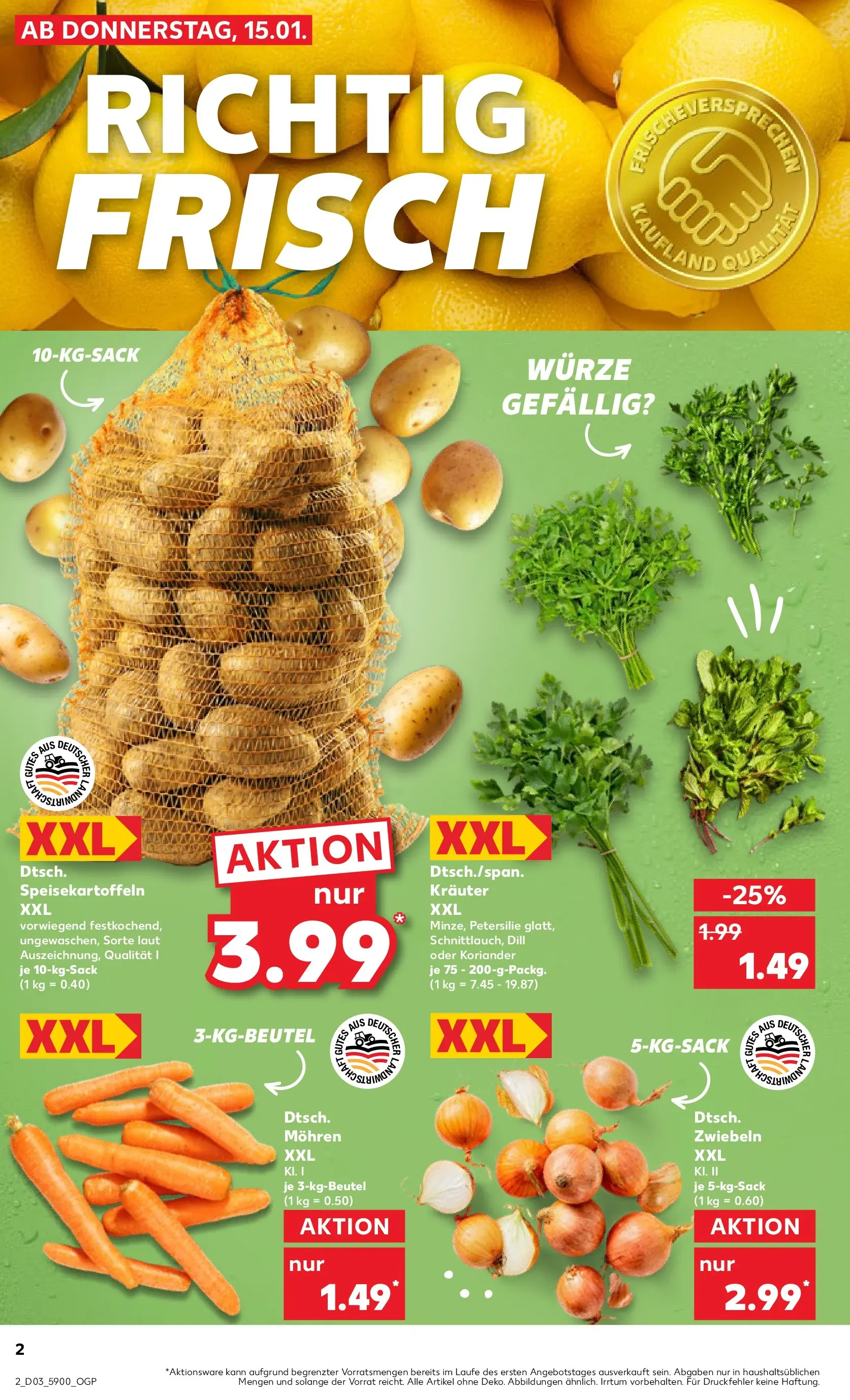 Prospekt Kaufland ab 15.01.2026 » Angebote Online zum Blättern | Seite: 2 | Produkte: Mohren, Zwiebeln, Petersilie, Dill
