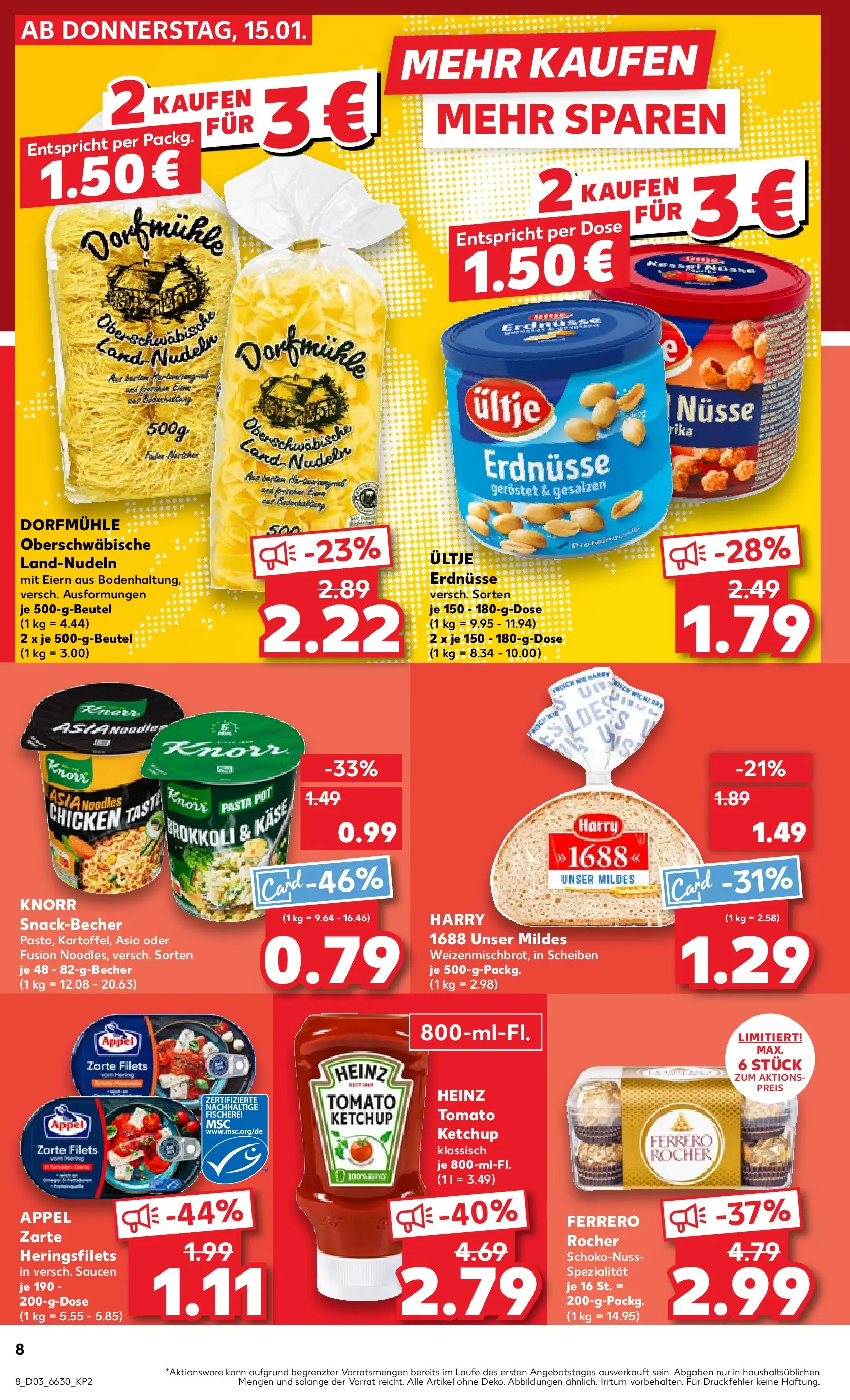Prospekt Kaufland ab 15.01.2026 » Angebote Online zum Blättern | Seite: 8 | Produkte: Ferrero rocher, Knorr, Pasta, Nüsse