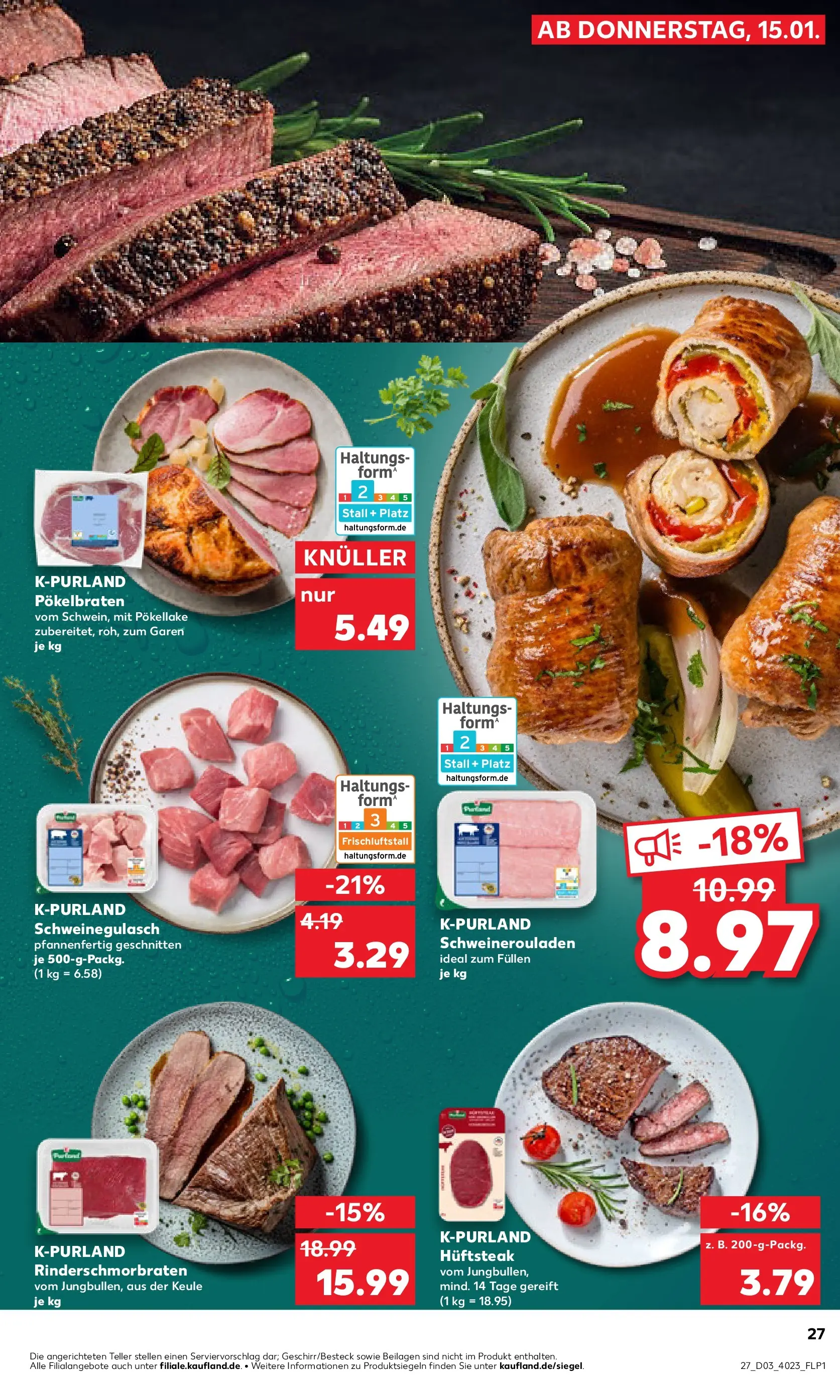 Prospekt Kaufland ab 15.01.2026 » Angebote Online zum Blättern | Seite: 27 | Produkte: Schweinegulasch, Steak