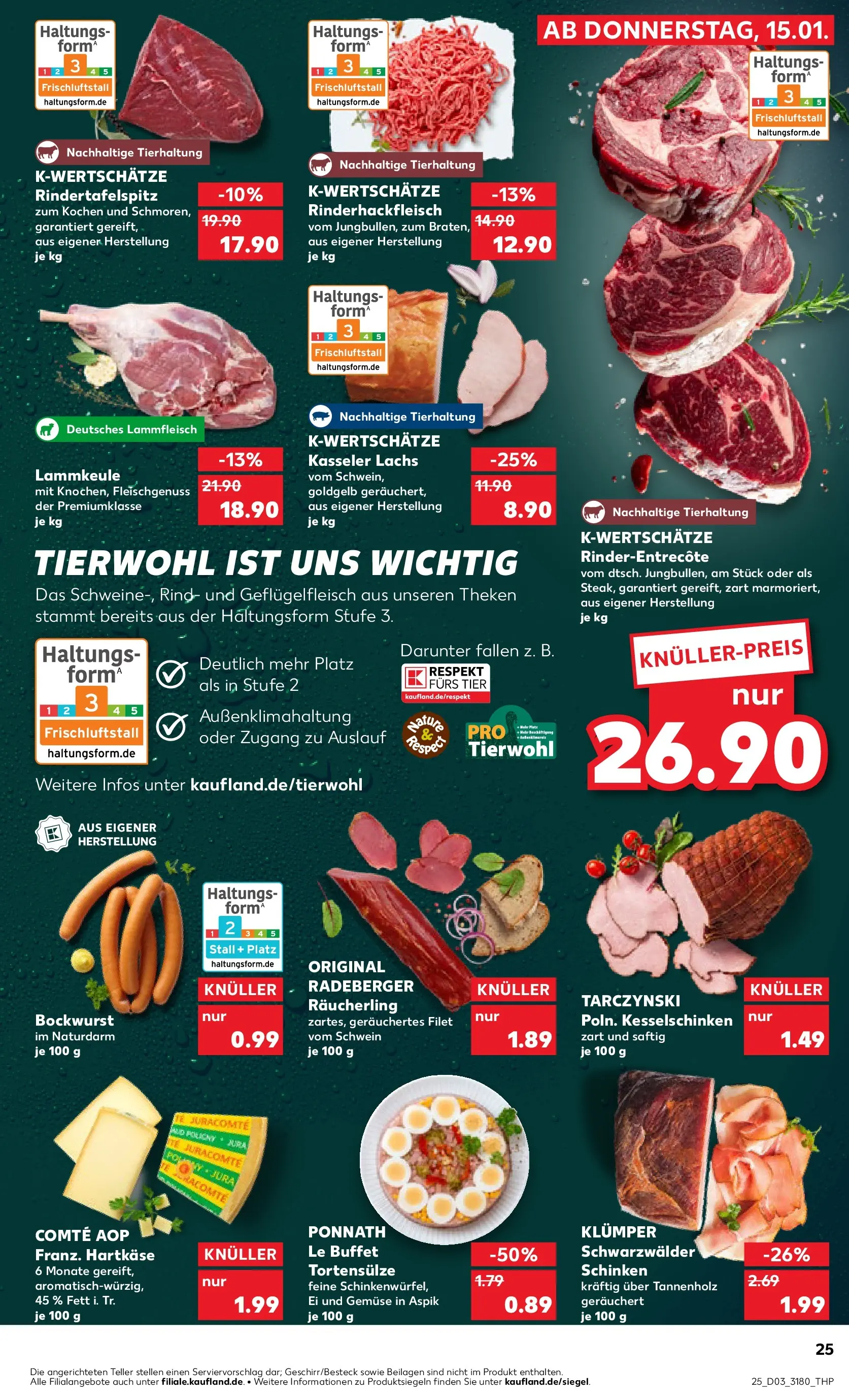 Prospekt Kaufland ab 15.01.2026 » Angebote Online zum Blättern | Seite: 25 | Produkte: Bockwurst, Jura, Lammkeule, Lachs