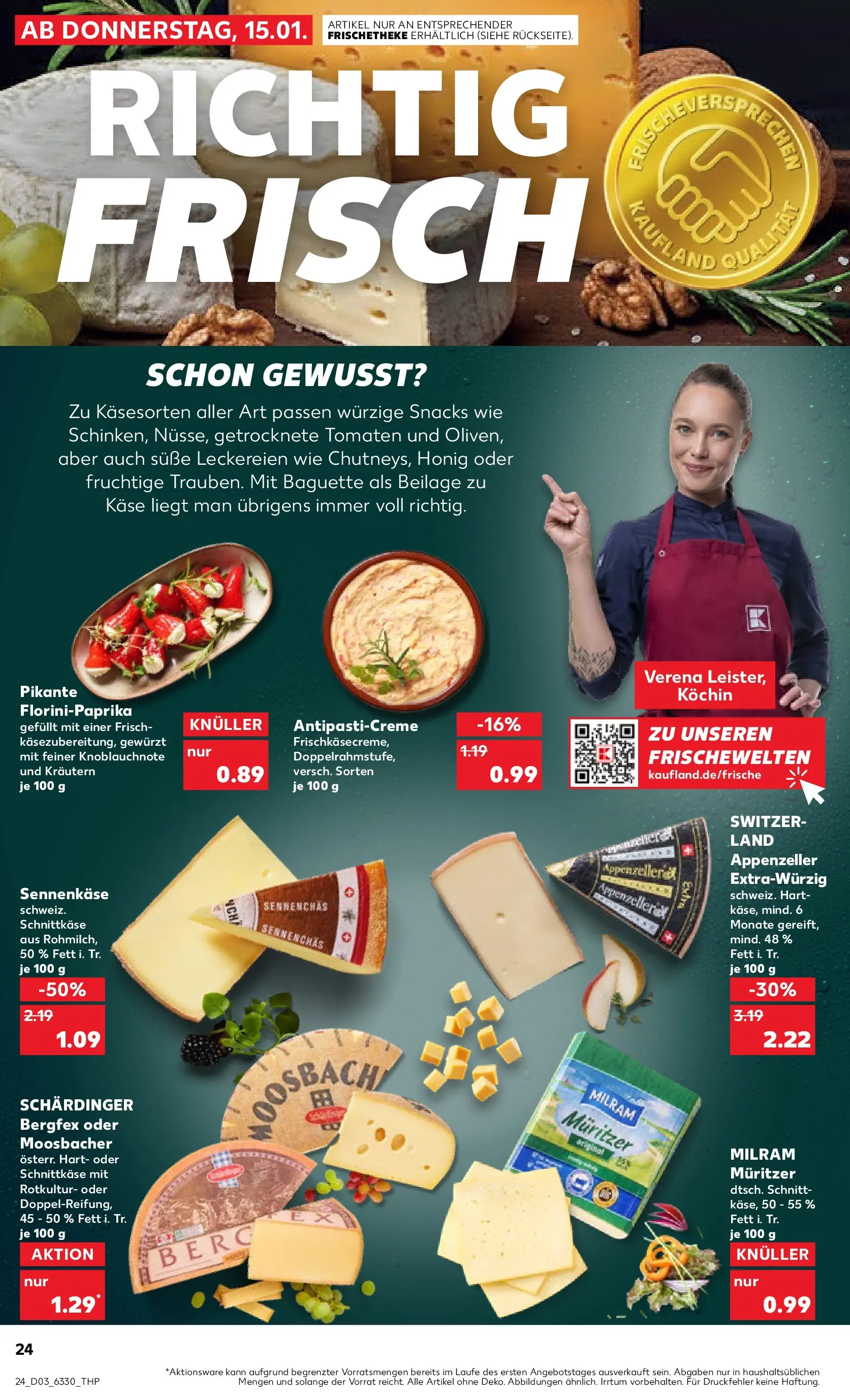 Prospekt Kaufland ab 15.01.2026 » Angebote Online zum Blättern | Seite: 24 | Produkte: Käse, Baguette, Tomaten, Milram