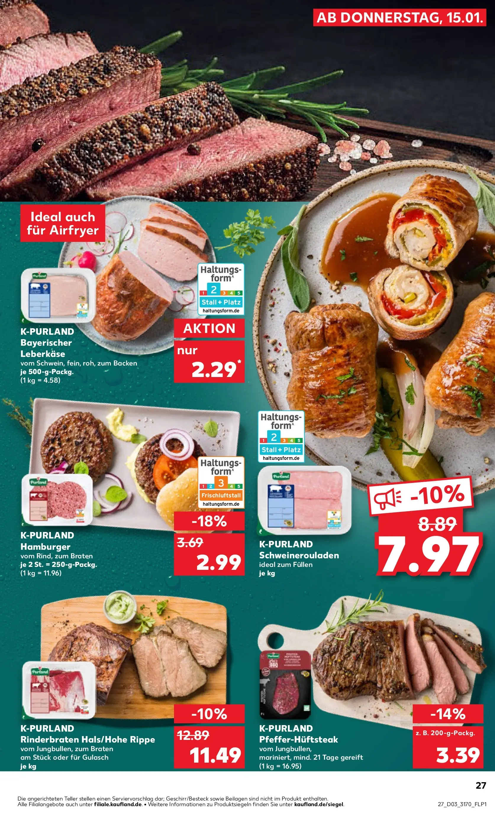 Prospekt Kaufland ab 15.01.2026 » Angebote Online zum Blättern | Seite: 27 | Produkte: Rinderbraten, Gulasch, Leberkase