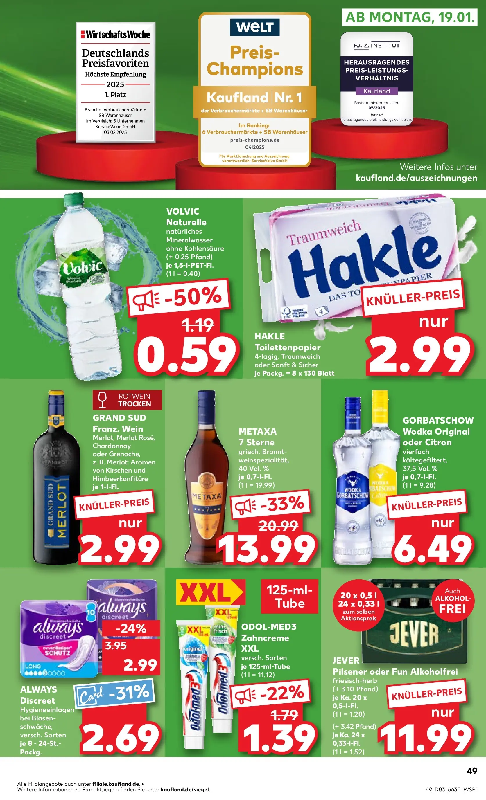 Prospekt Kaufland ab 15.01.2026 » Angebote Online zum Blättern | Seite: 49 | Produkte: Rotwein trocken, Metaxa, Jever, Wodka gorbatschow