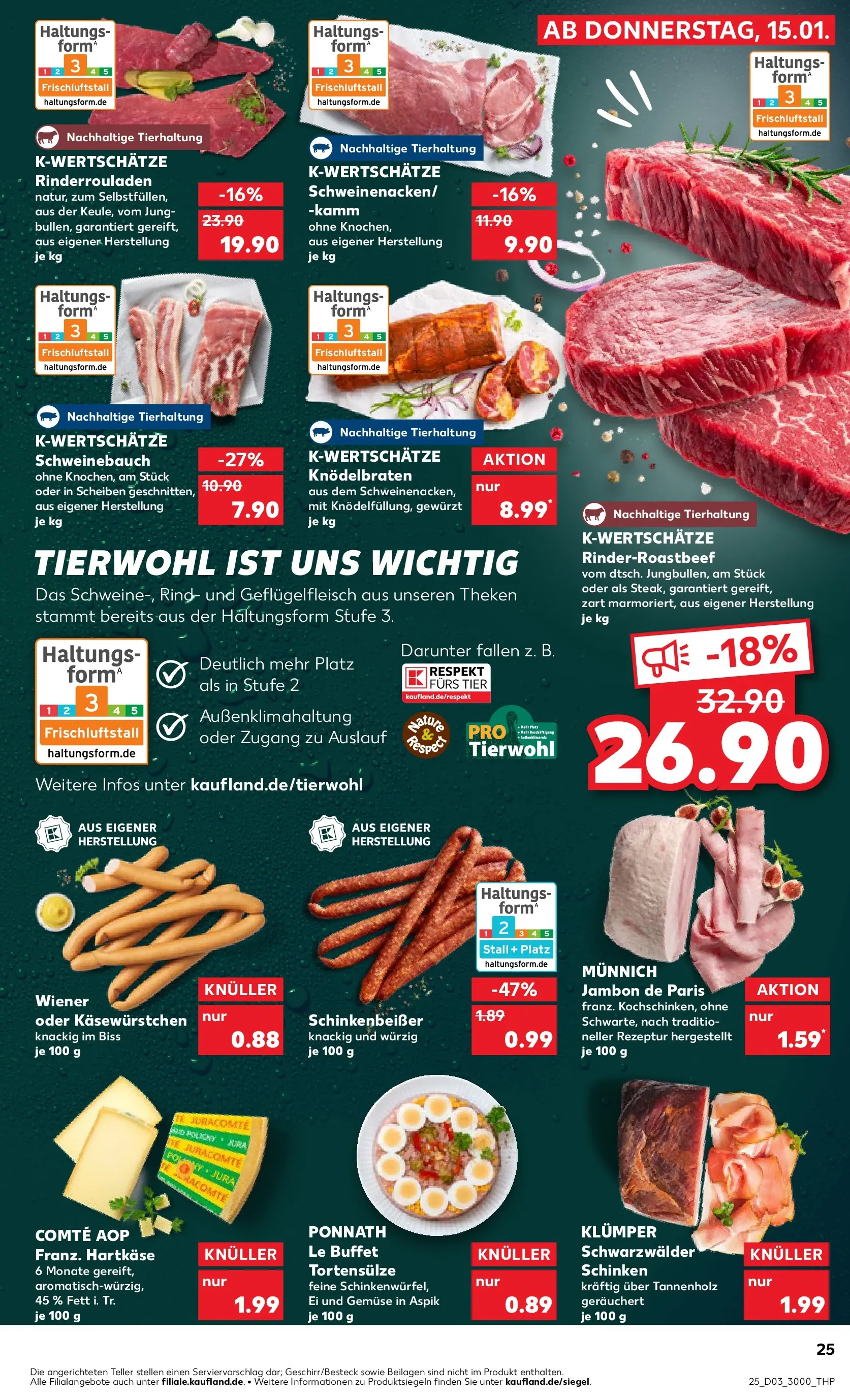 Prospekt Kaufland ab 15.01.2026 » Angebote Online zum Blättern | Seite: 25 | Produkte: Rinderrouladen, Schweinebauch, Gemüse, Schinken