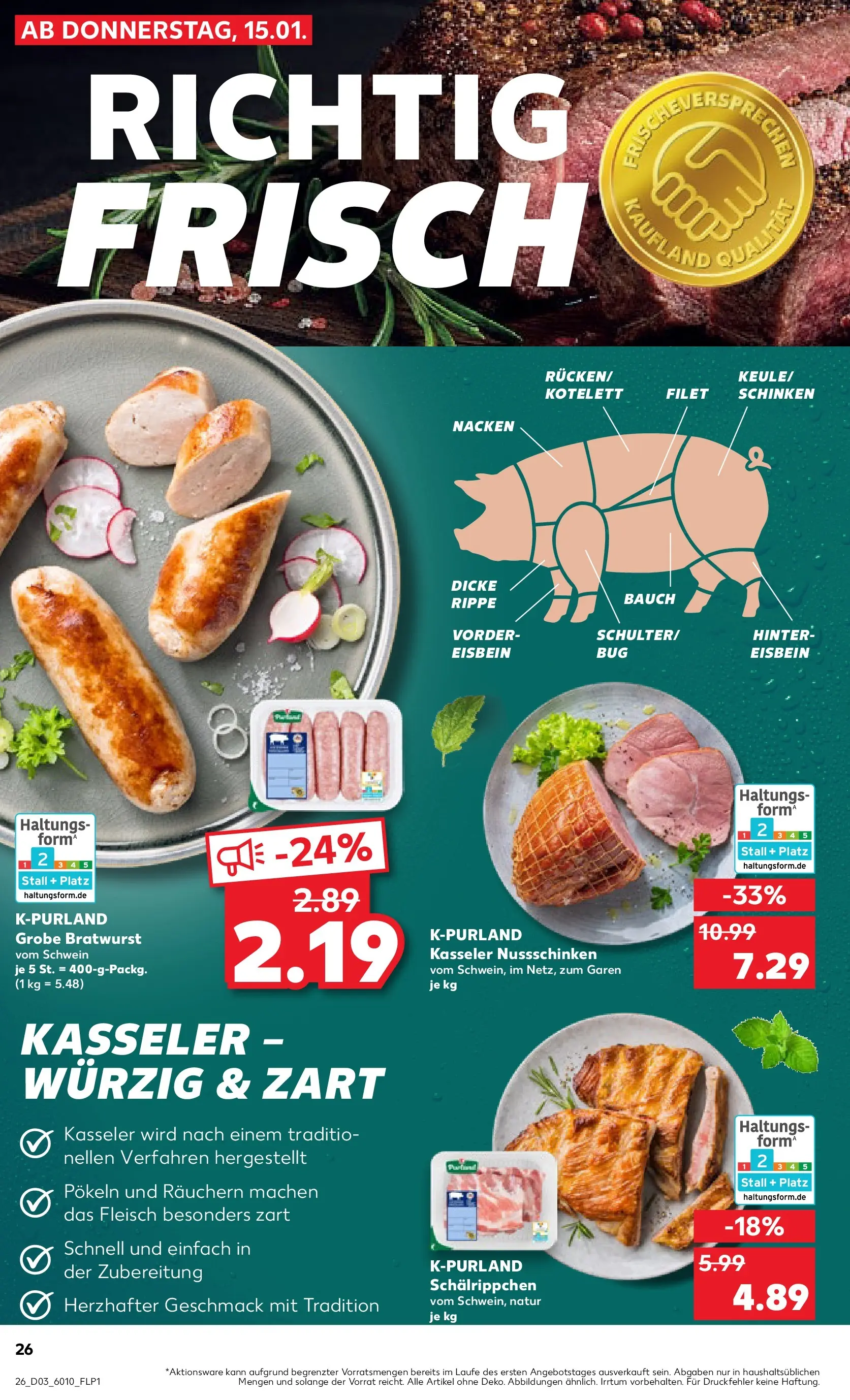 Prospekt Kaufland ab 15.01.2026 » Angebote Online zum Blättern | Seite: 26 | Produkte: Bratwurst, Schinken, Fleisch
