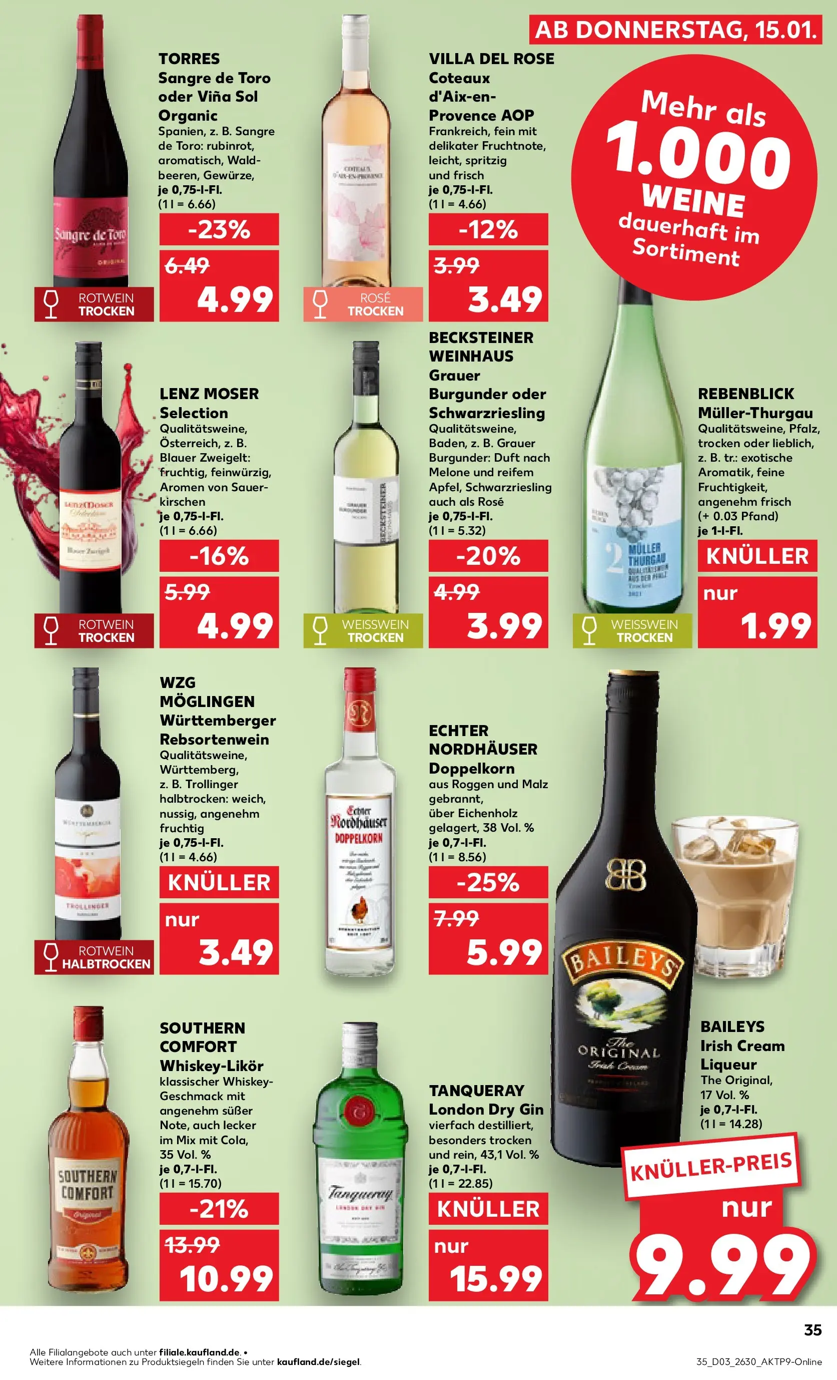 Prospekt Kaufland ab 15.01.2026 » Angebote Online zum Blättern | Seite: 35 | Produkte: Weißwein, Rotwein, Kirschen, Whiskey