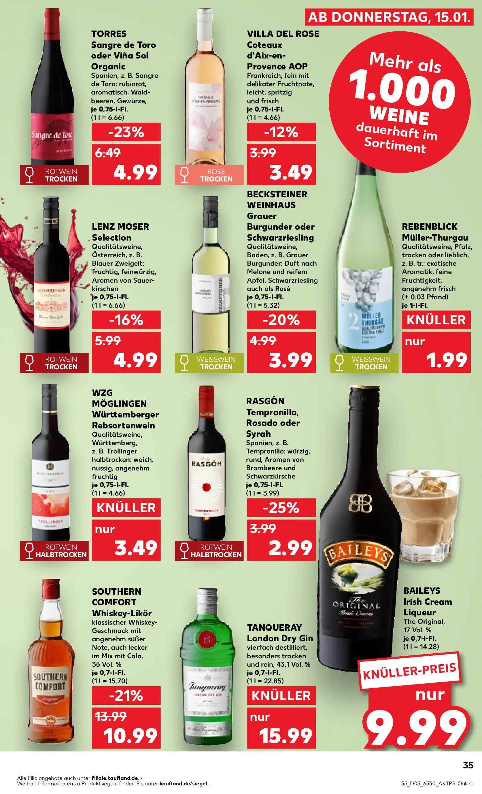 Prospekt Kaufland ab 15.01.2026 » Angebote Online zum Blättern | Seite: 35 | Produkte: Rotwein, Kirschen, Baileys, Melone