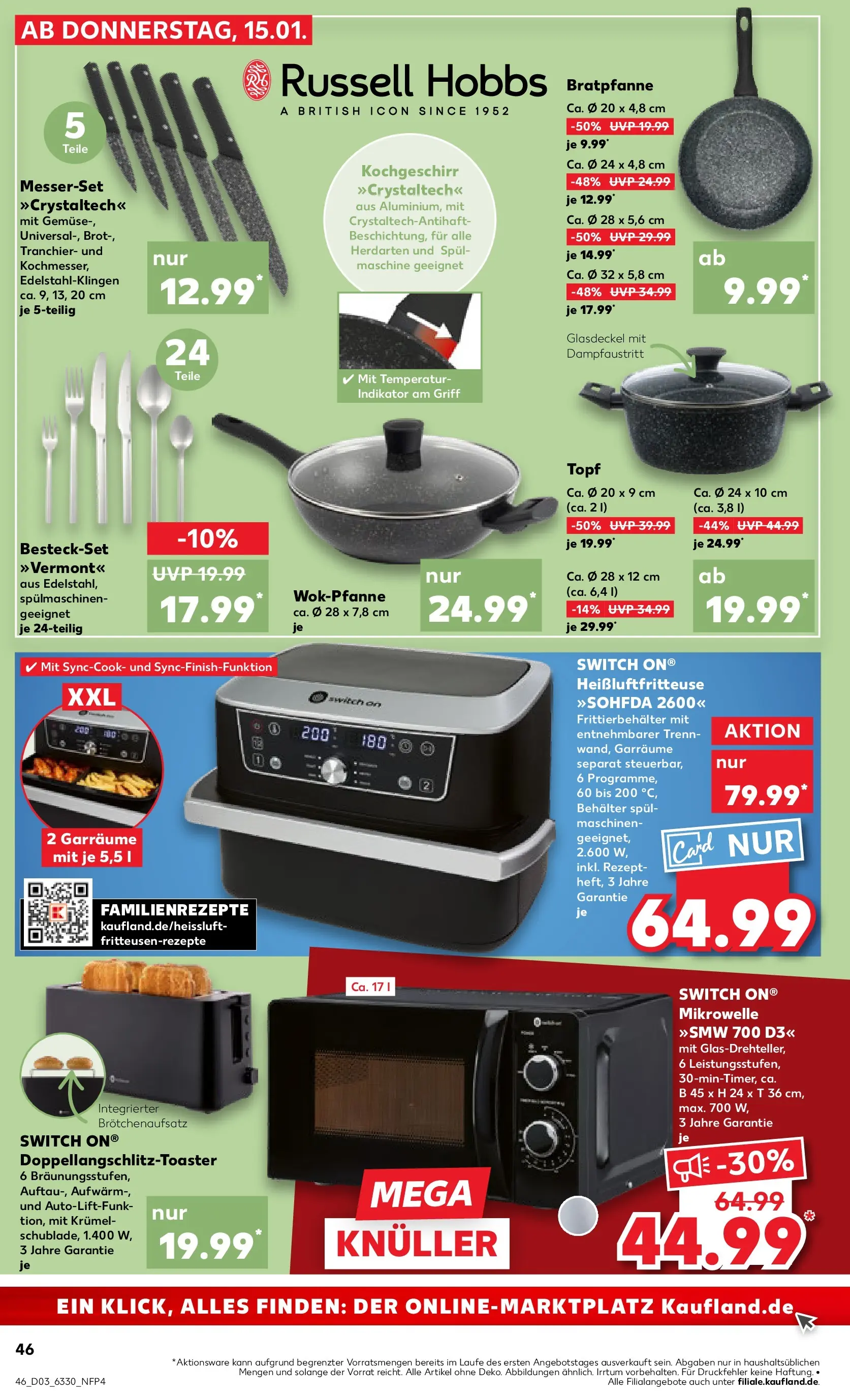 Prospekt Kaufland ab 15.01.2026 » Angebote Online zum Blättern | Seite: 46 | Produkte: Toaster, Gemüse, Brot, Heißluftfritteuse