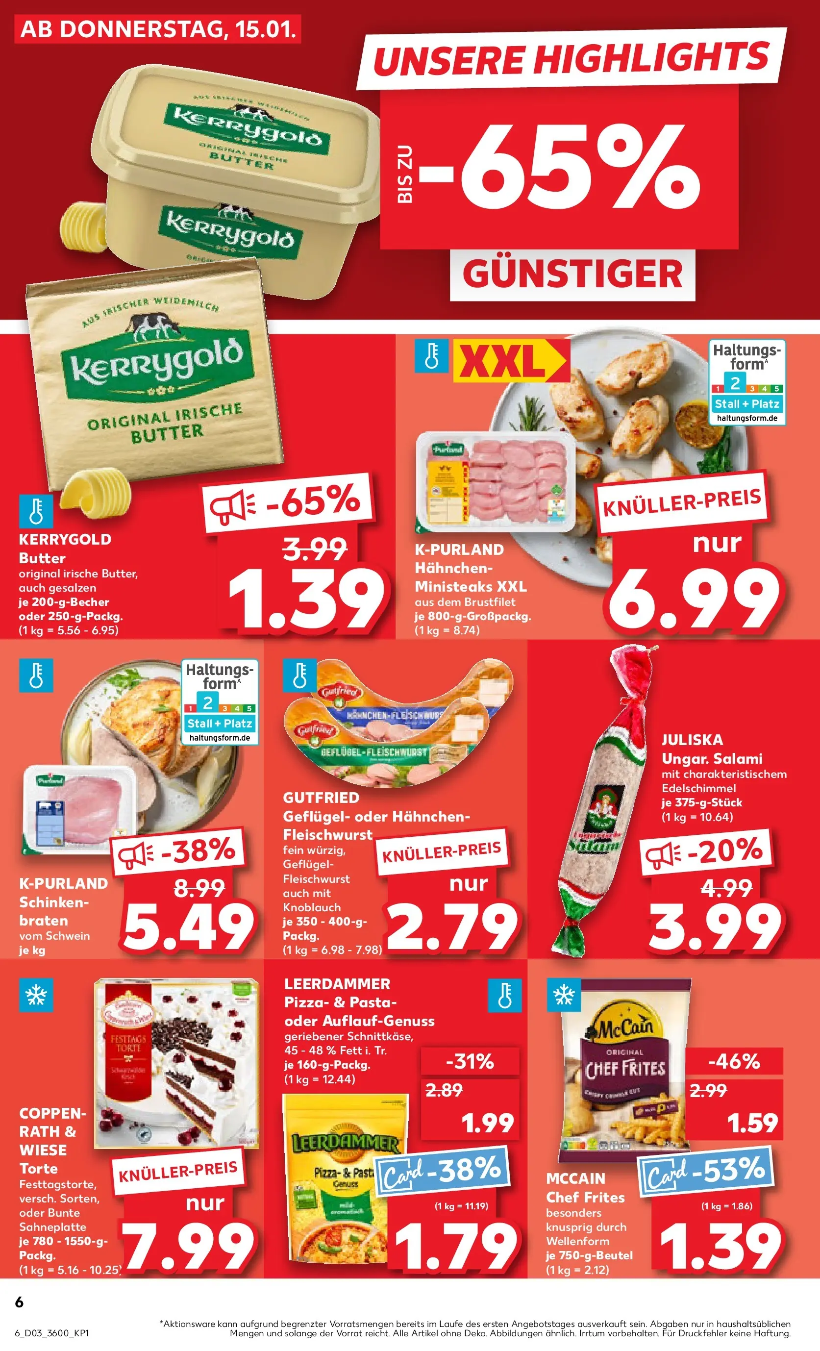 Prospekt Kaufland ab 15.01.2026 » Angebote Online zum Blättern | Seite: 6 | Produkte: Salami, Schinken, Pizza, Kerrygold butter