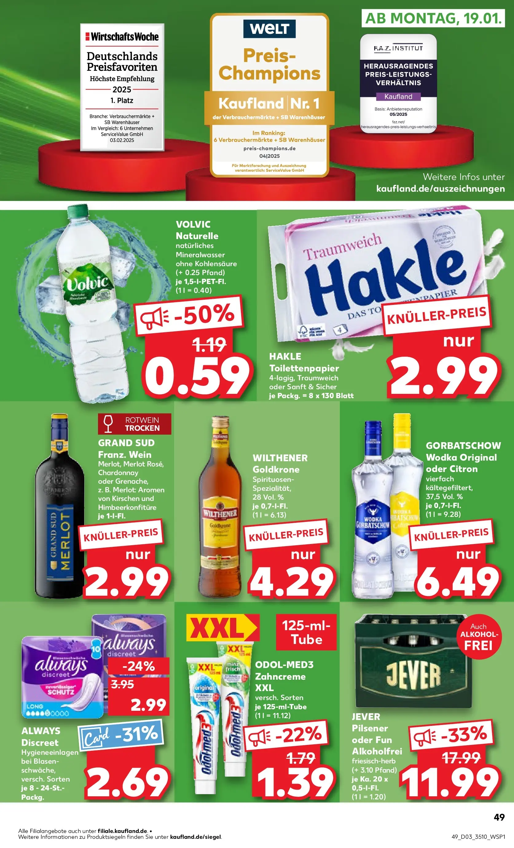 Prospekt Kaufland ab 15.01.2026 » Angebote Online zum Blättern | Seite: 49 | Produkte: Rotwein, Wein, Vodka, Toilettenpapier
