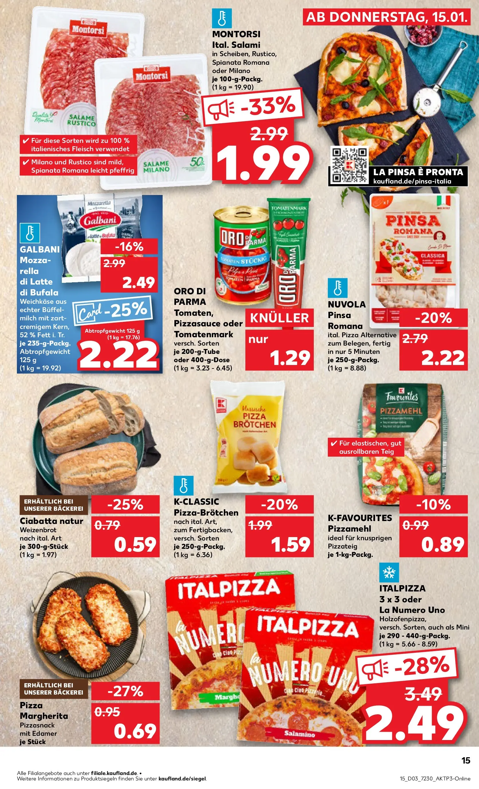 Prospekt Kaufland ab 15.01.2026 » Angebote Online zum Blättern | Seite: 15 | Produkte: Bäckerei, Milch, Pizza, Fleisch