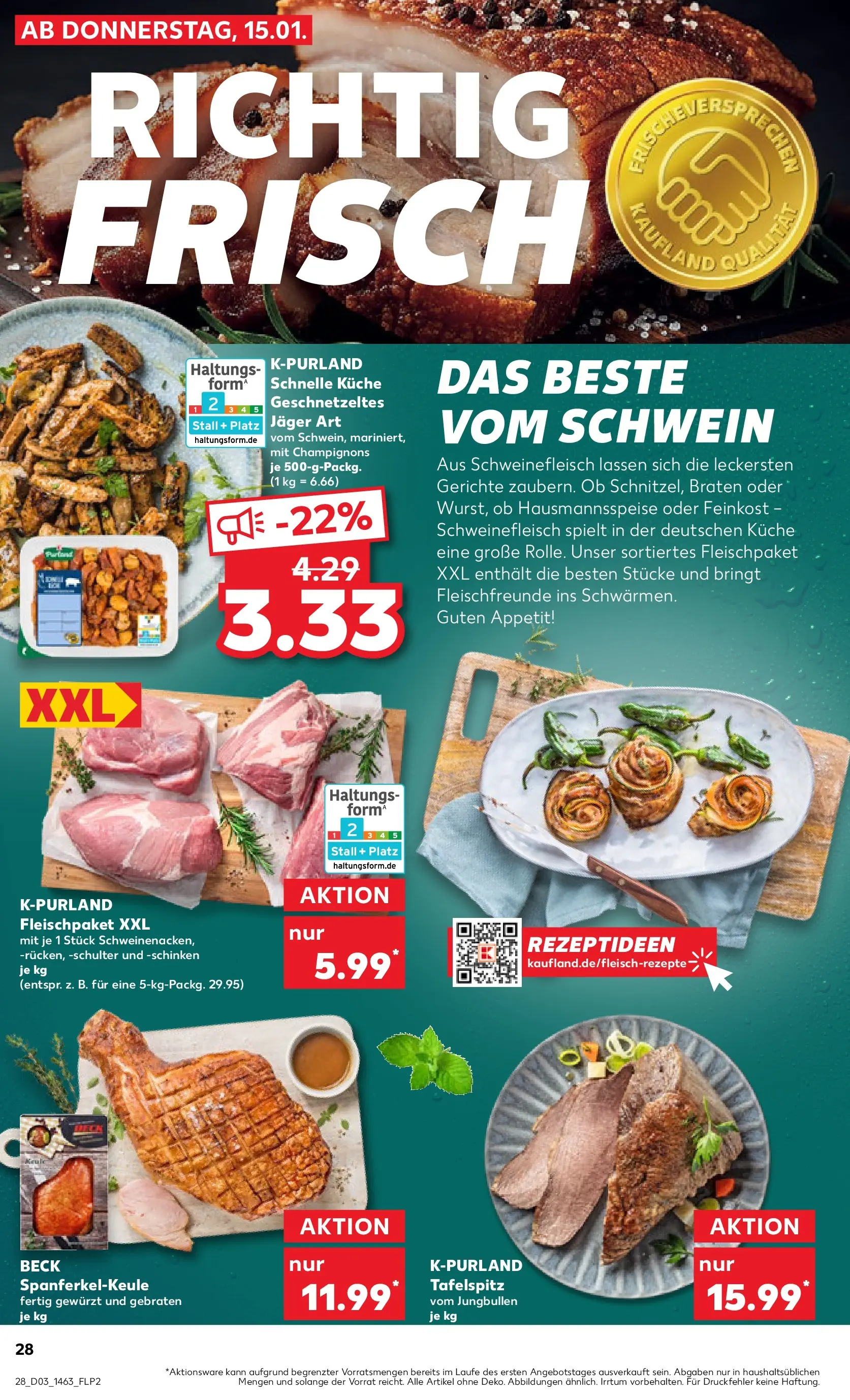 Prospekt Kaufland ab 15.01.2026 » Angebote Online zum Blättern | Seite: 28 | Produkte: Tafelspitz, Küche, Champignons, Schweinefleisch