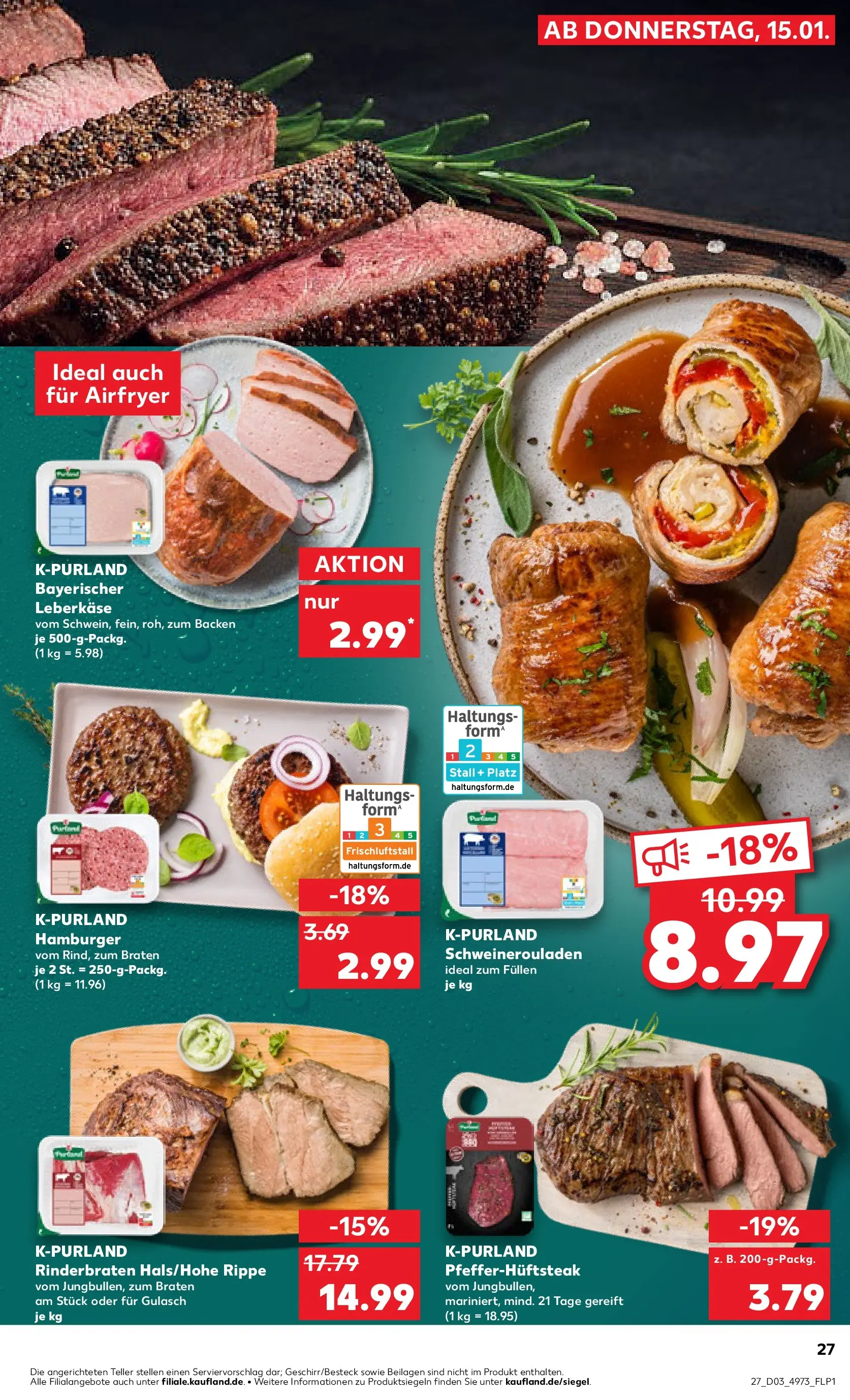 Prospekt Kaufland ab 15.01.2026 » Angebote Online zum Blättern | Seite: 27 | Produkte: Rinderbraten, Gulasch, Leberkase