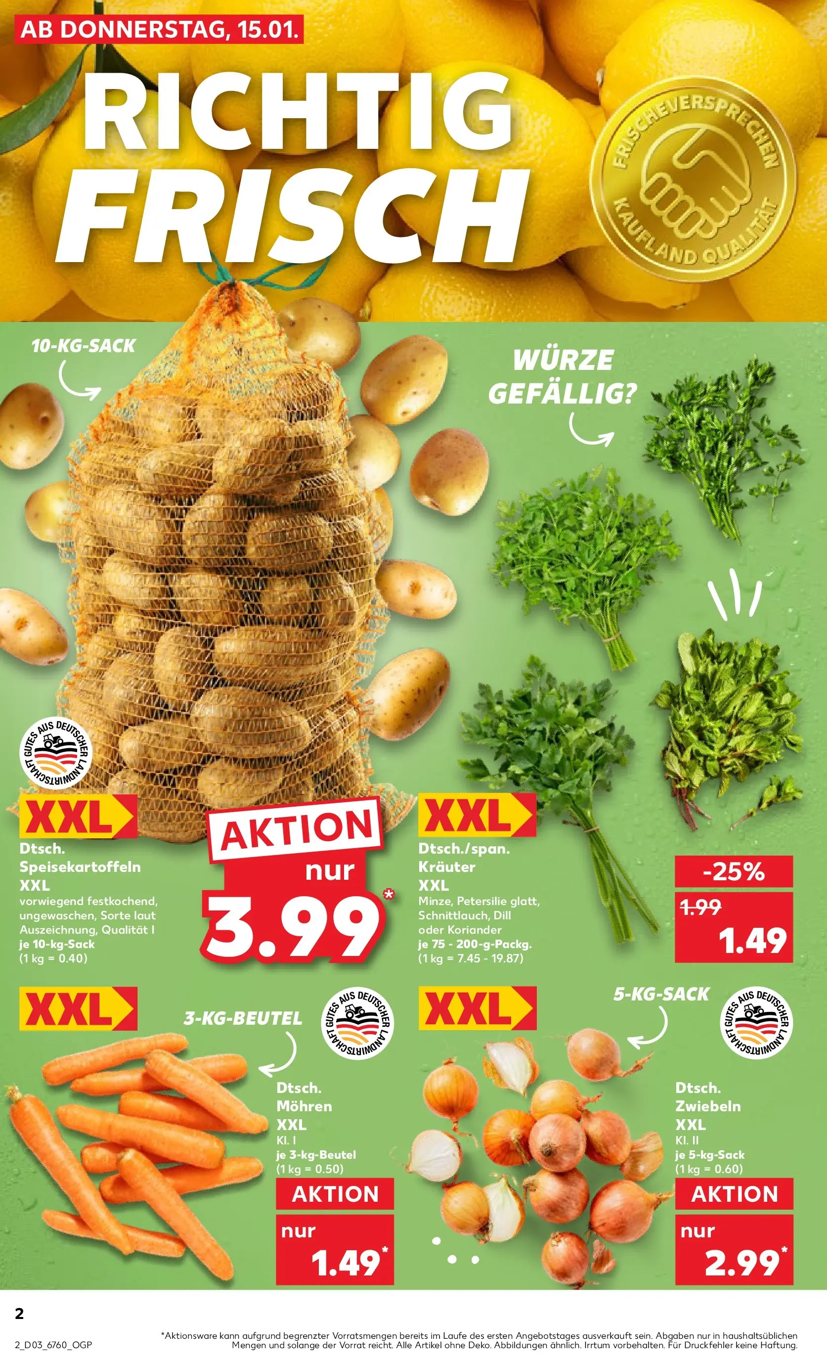 Prospekt Kaufland ab 15.01.2026 » Angebote Online zum Blättern | Seite: 2 | Produkte: Mohren, Zwiebeln, Petersilie, Dill
