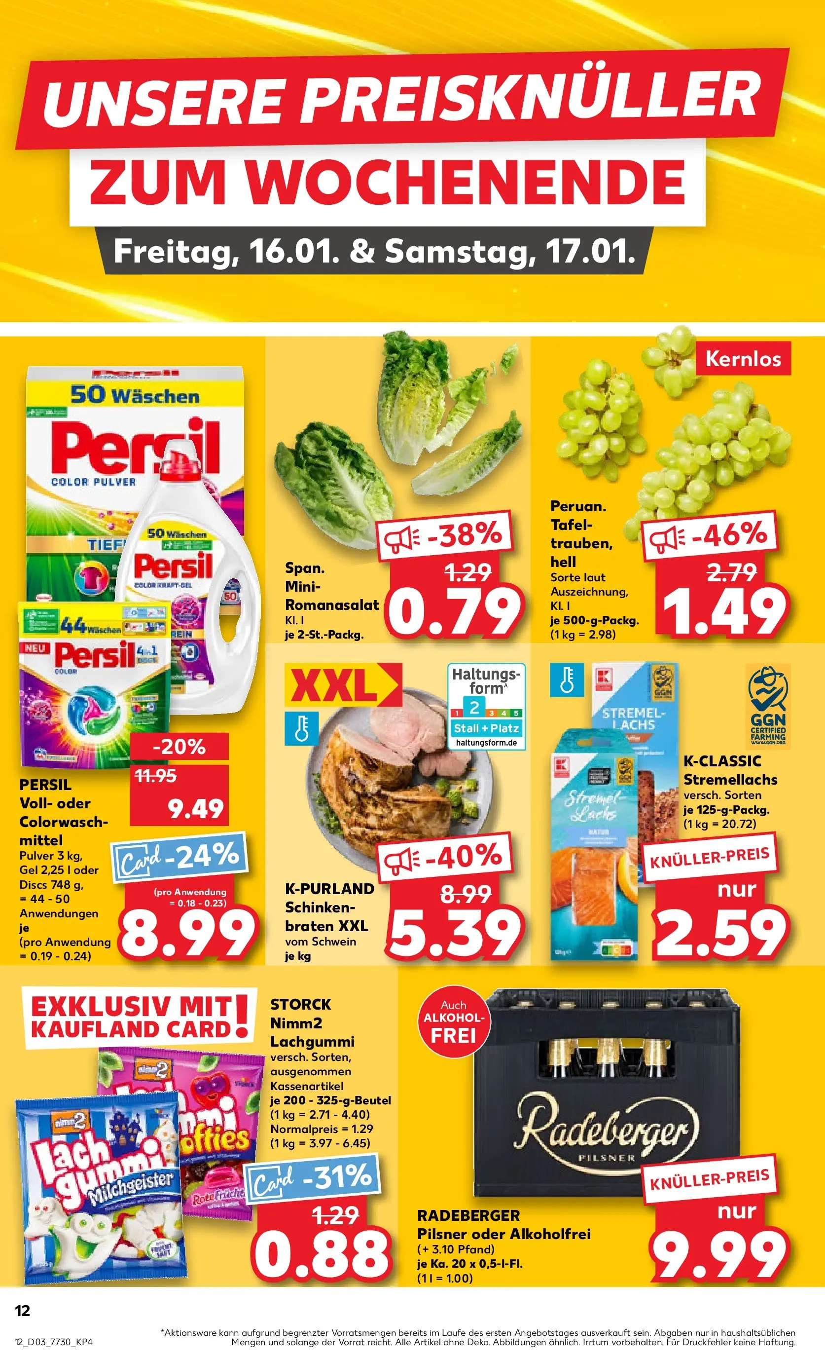 Prospekt Kaufland ab 15.01.2026 » Angebote Online zum Blättern | Seite: 12 | Produkte: Lachs, Schinken, Radeberger pilsner, Persil