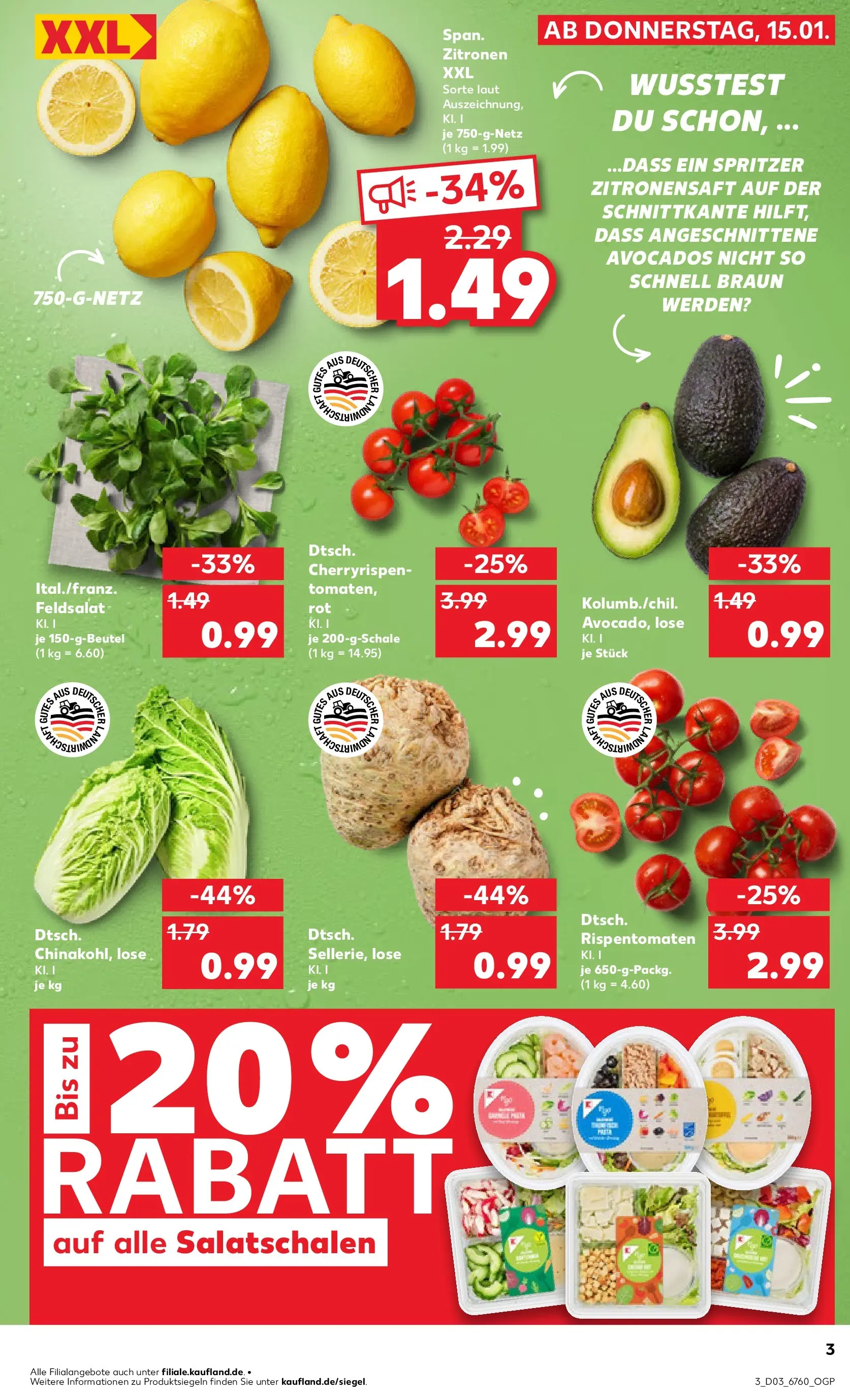 Prospekt Kaufland ab 15.01.2026 » Angebote Online zum Blättern | Seite: 3 | Produkte: Avocado, Zitronen