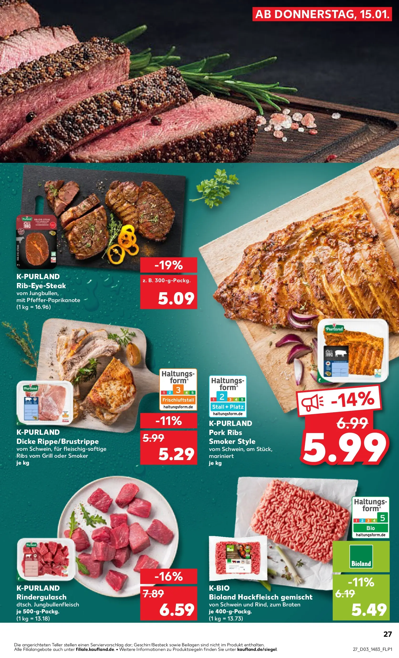 Prospekt Kaufland ab 15.01.2026 » Angebote Online zum Blättern | Seite: 27 | Produkte: Grill, Rindergulasch, Hackfleisch