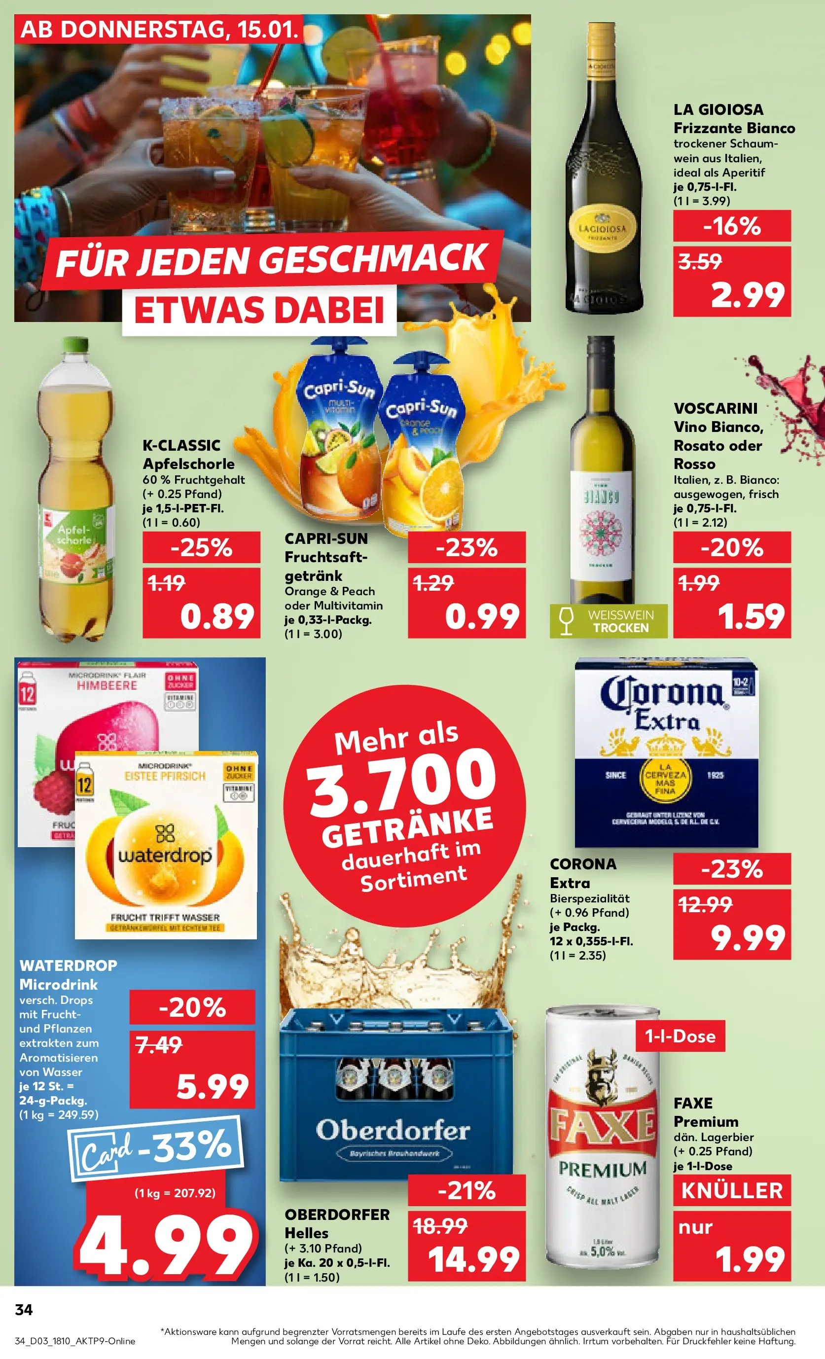 Prospekt Kaufland ab 15.01.2026 » Angebote Online zum Blättern | Seite: 34 | Produkte: Äpfel, Wasser, Pfirsich, Himbeere