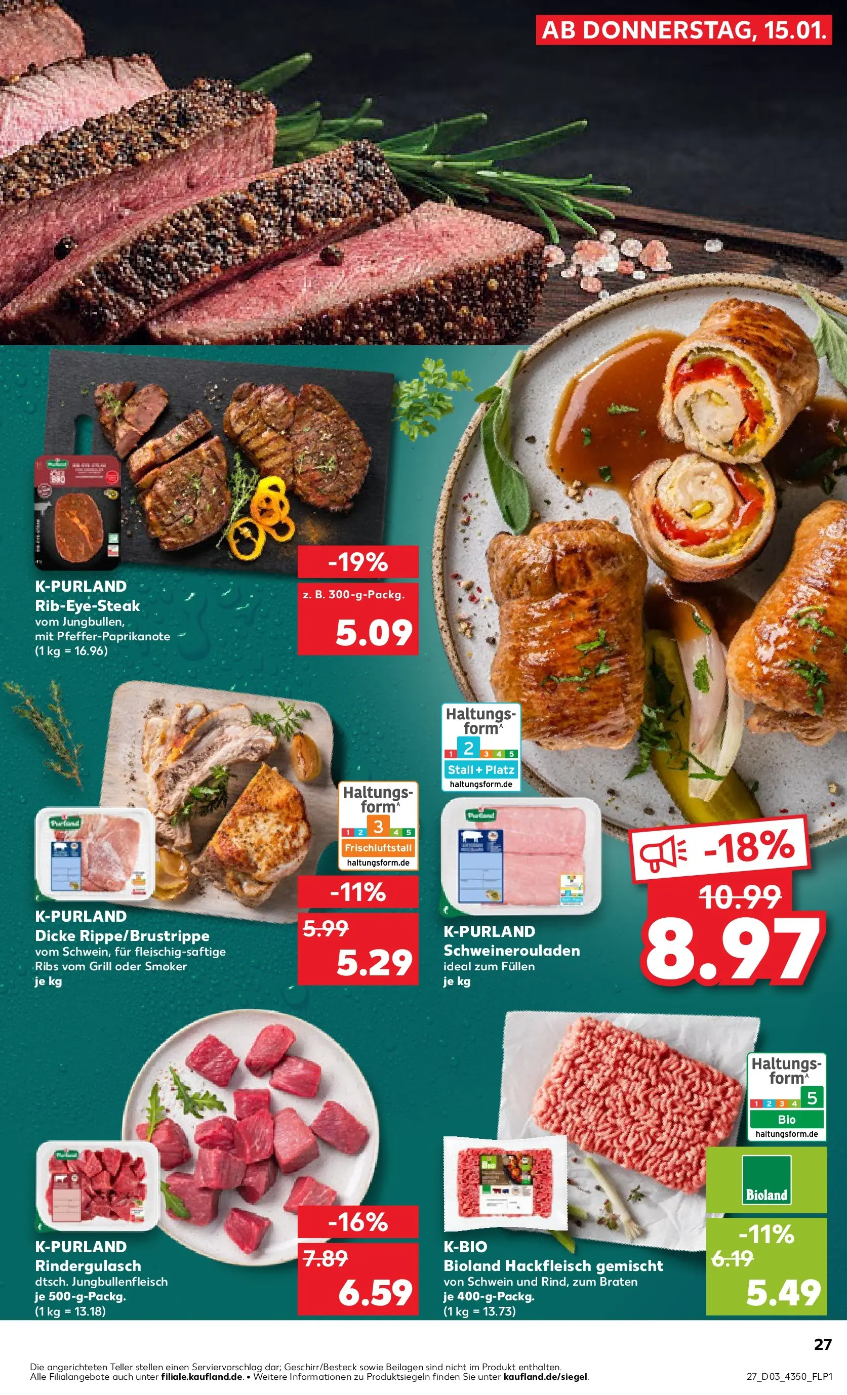 Prospekt Kaufland ab 15.01.2026 » Angebote Online zum Blättern | Seite: 27 | Produkte: Grill, Rindergulasch, Steak, Hackfleisch