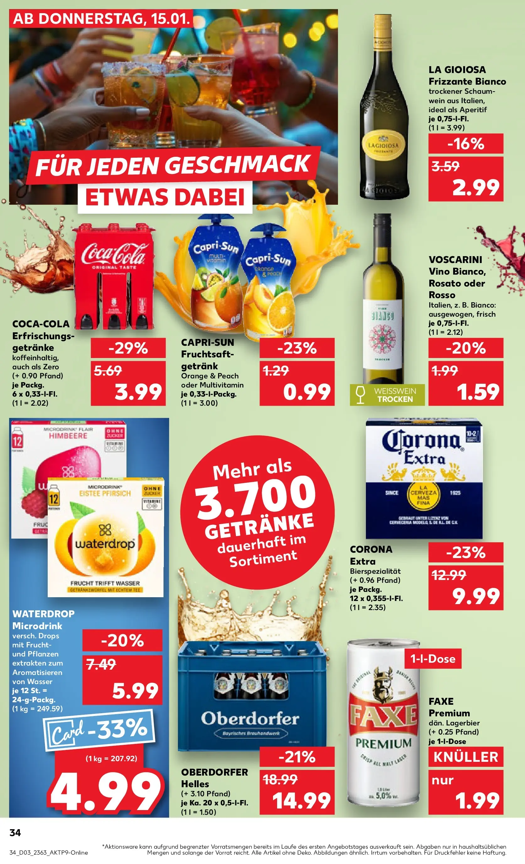 Prospekt Kaufland ab 15.01.2026 » Angebote Online zum Blättern | Seite: 34 | Produkte: Coca cola, Cola, Himbeere, Wein