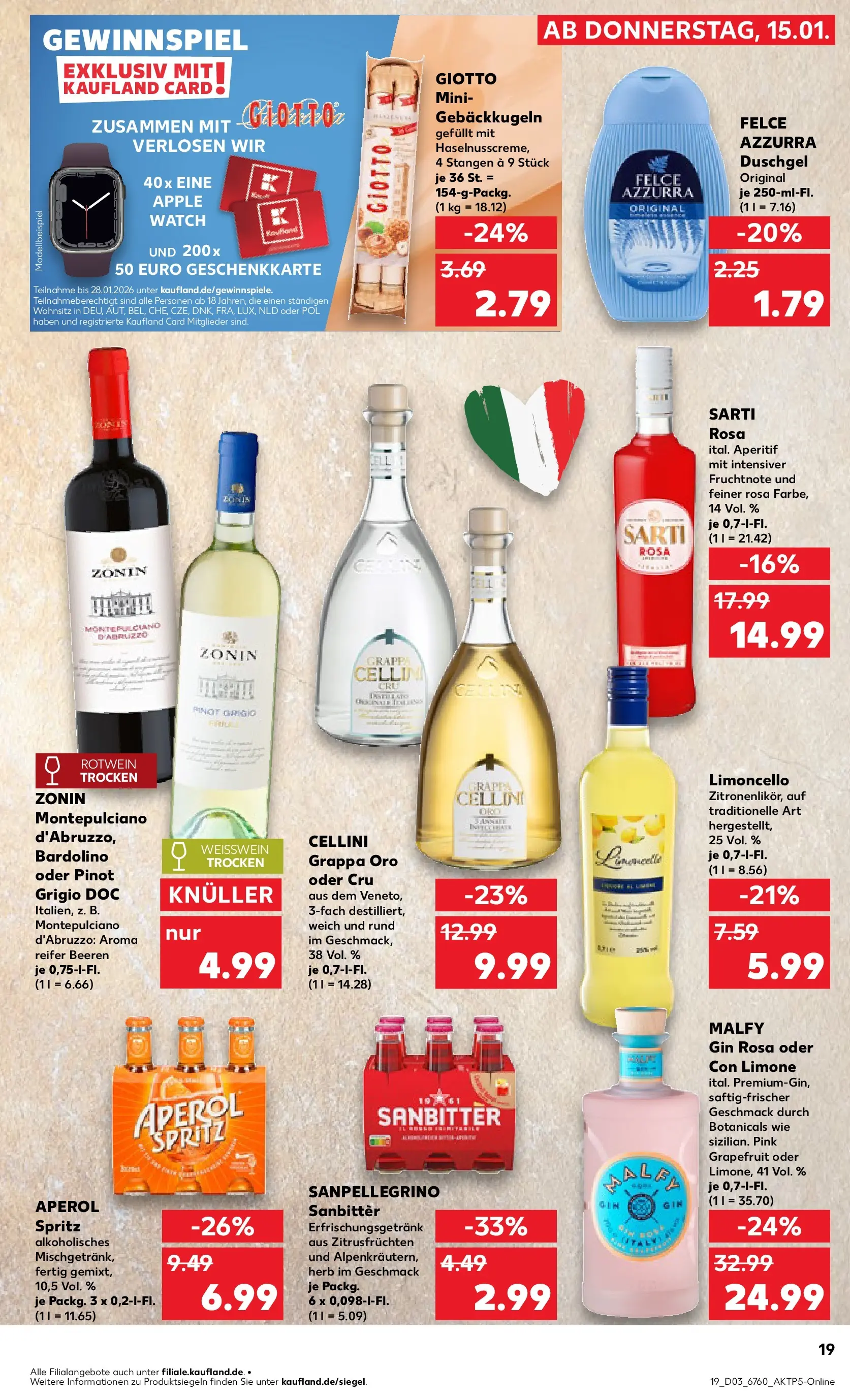 Prospekt Kaufland ab 15.01.2026 » Angebote Online zum Blättern | Seite: 19 | Produkte: Rotwein trocken, Apple, Grapefruit, Limoncello