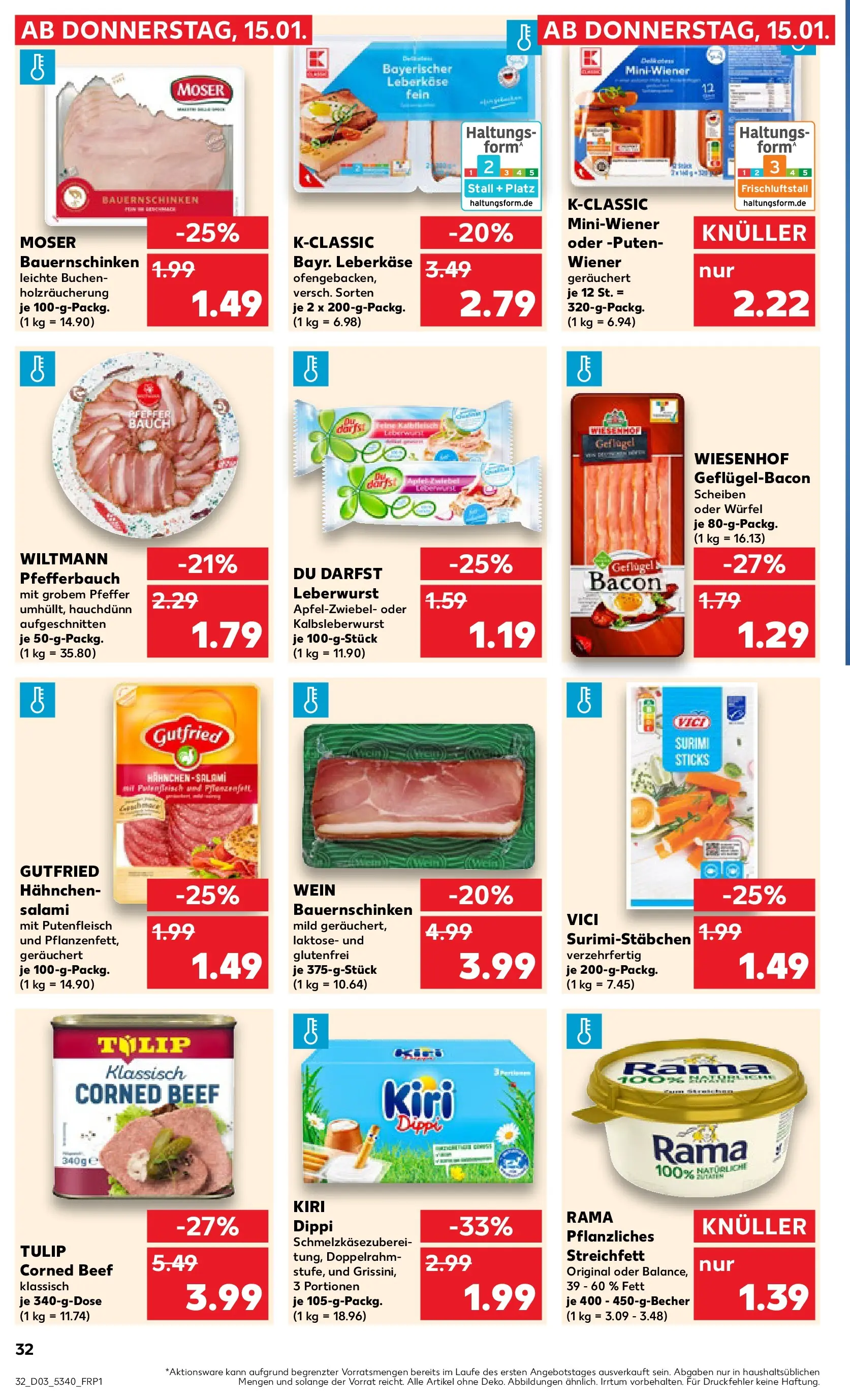 Prospekt Kaufland ab 15.01.2026 » Angebote Online zum Blättern | Seite: 32 | Produkte: Hahnchen, Rama, Salami, Wein