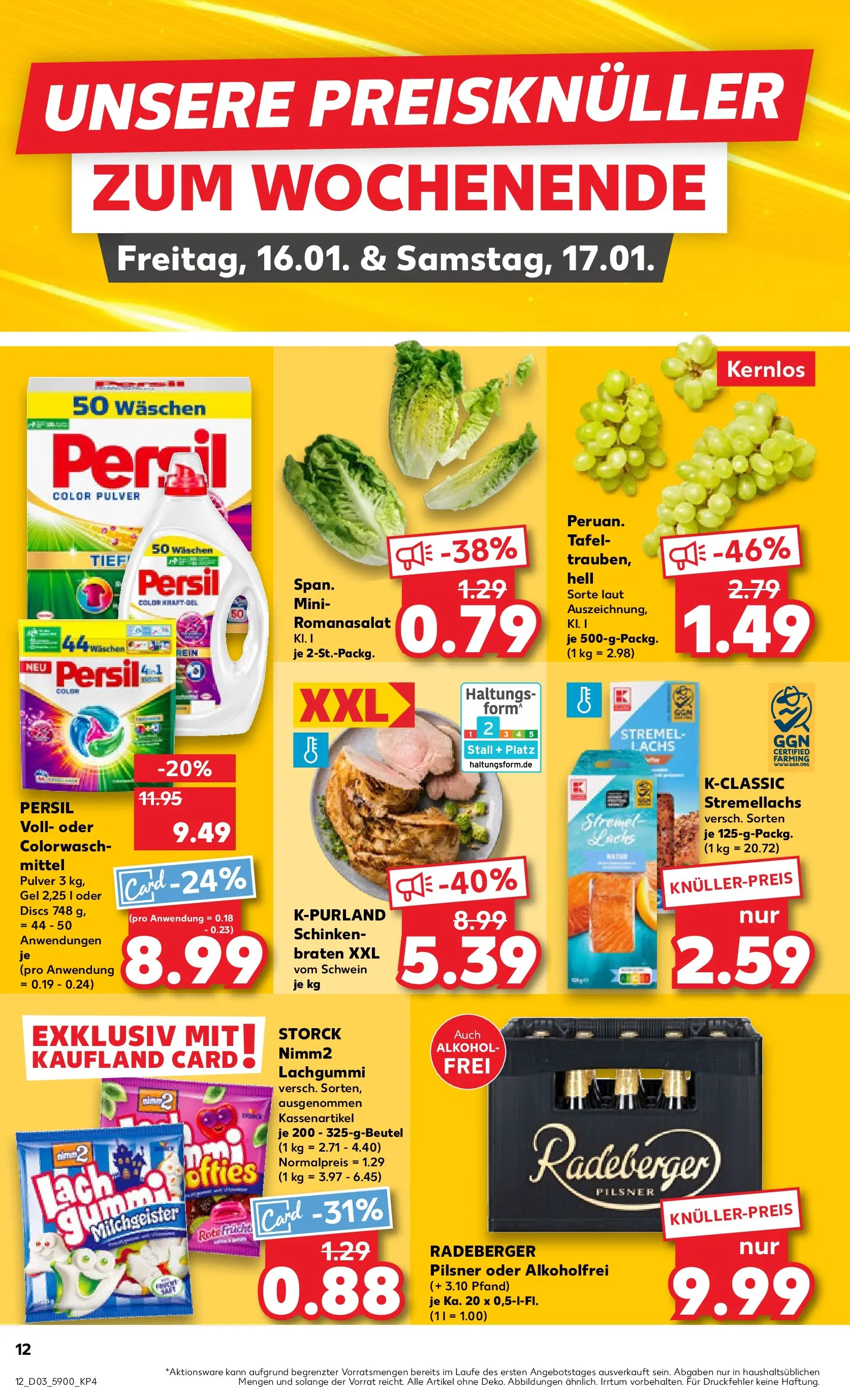 Prospekt Kaufland ab 15.01.2026 » Angebote Online zum Blättern | Seite: 12 | Produkte: Lachs, Schinken, Radeberger pilsner, Persil
