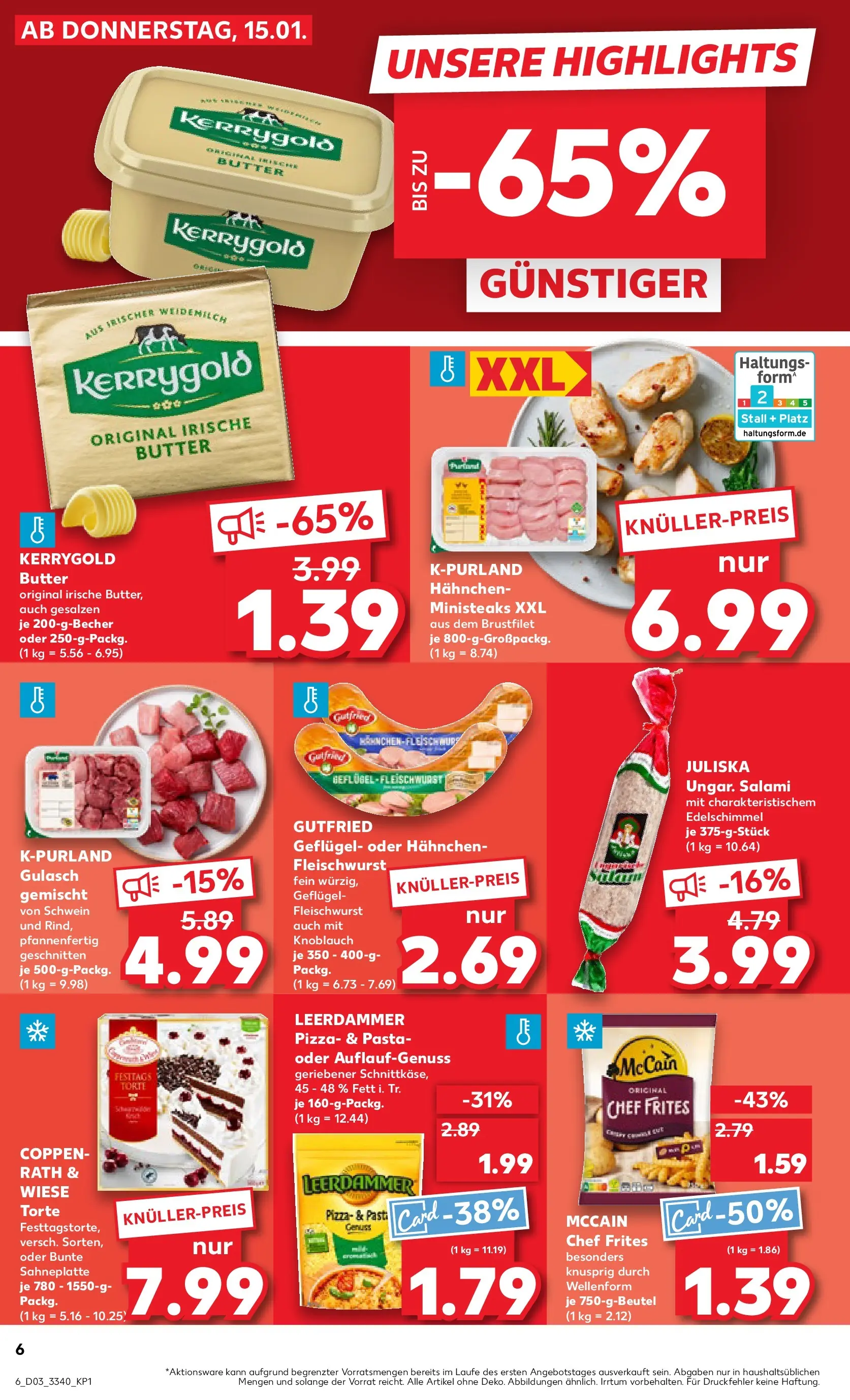 Prospekt Kaufland ab 15.01.2026 » Angebote Online zum Blättern | Seite: 6 | Produkte: McCain, Leerdammer, Salami, Kerrygold butter