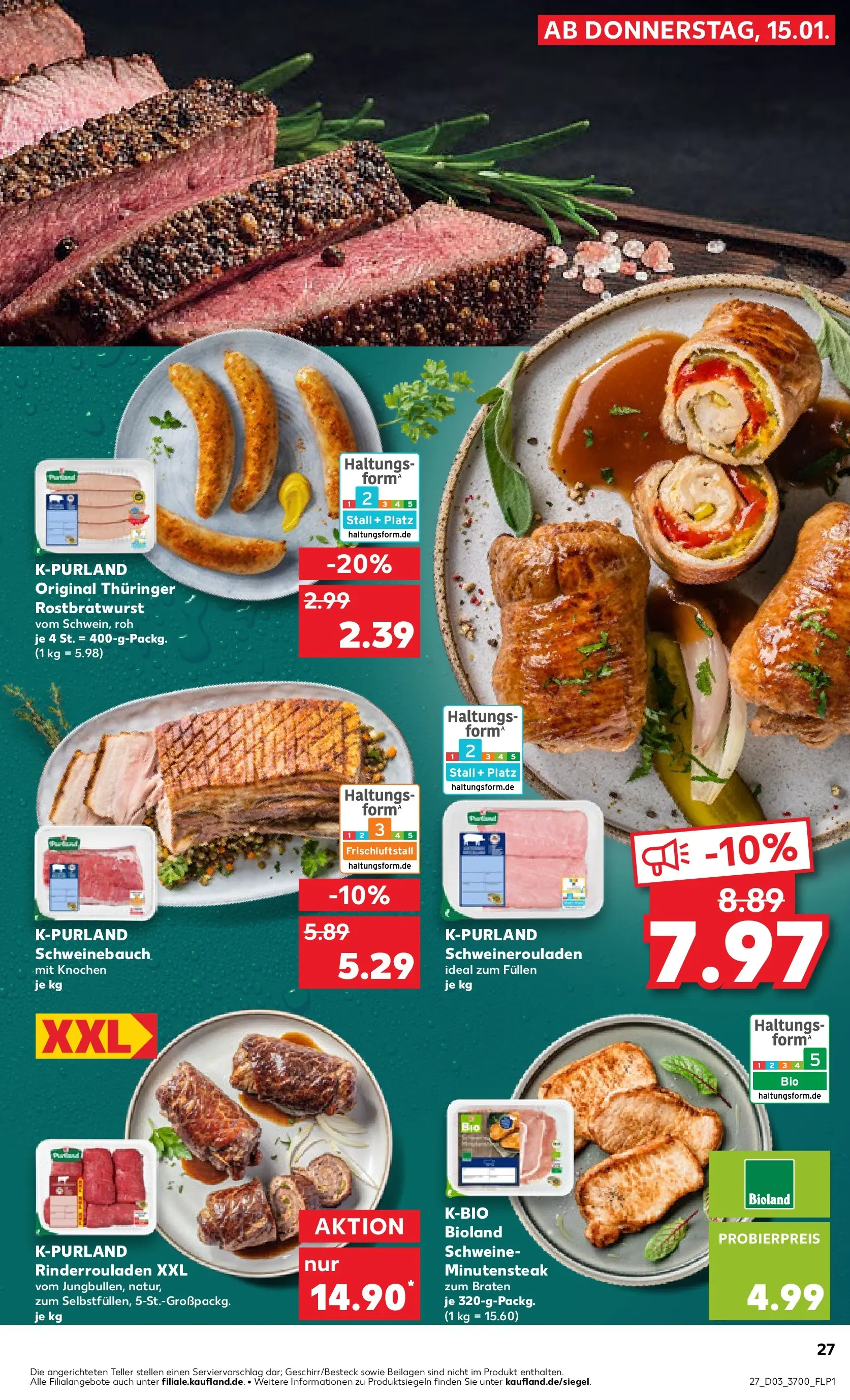 Prospekt Kaufland ab 15.01.2026 » Angebote Online zum Blättern | Seite: 27 | Produkte: Rinderrouladen, Schweinebauch