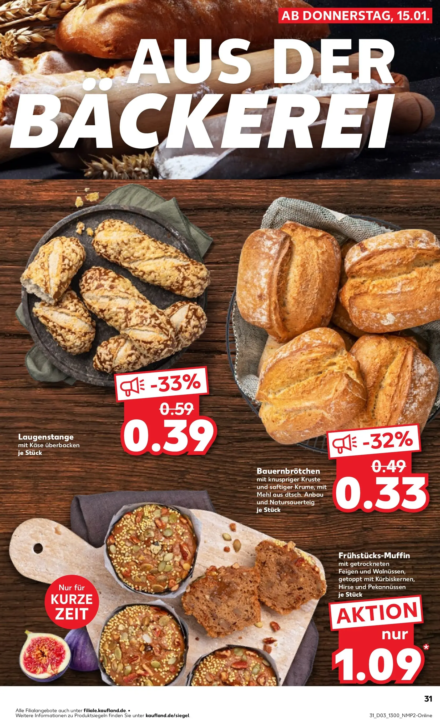 Prospekt Kaufland ab 15.01.2026 » Angebote Online zum Blättern | Seite: 39 | Produkte: Bäckerei, Mehl, Käse