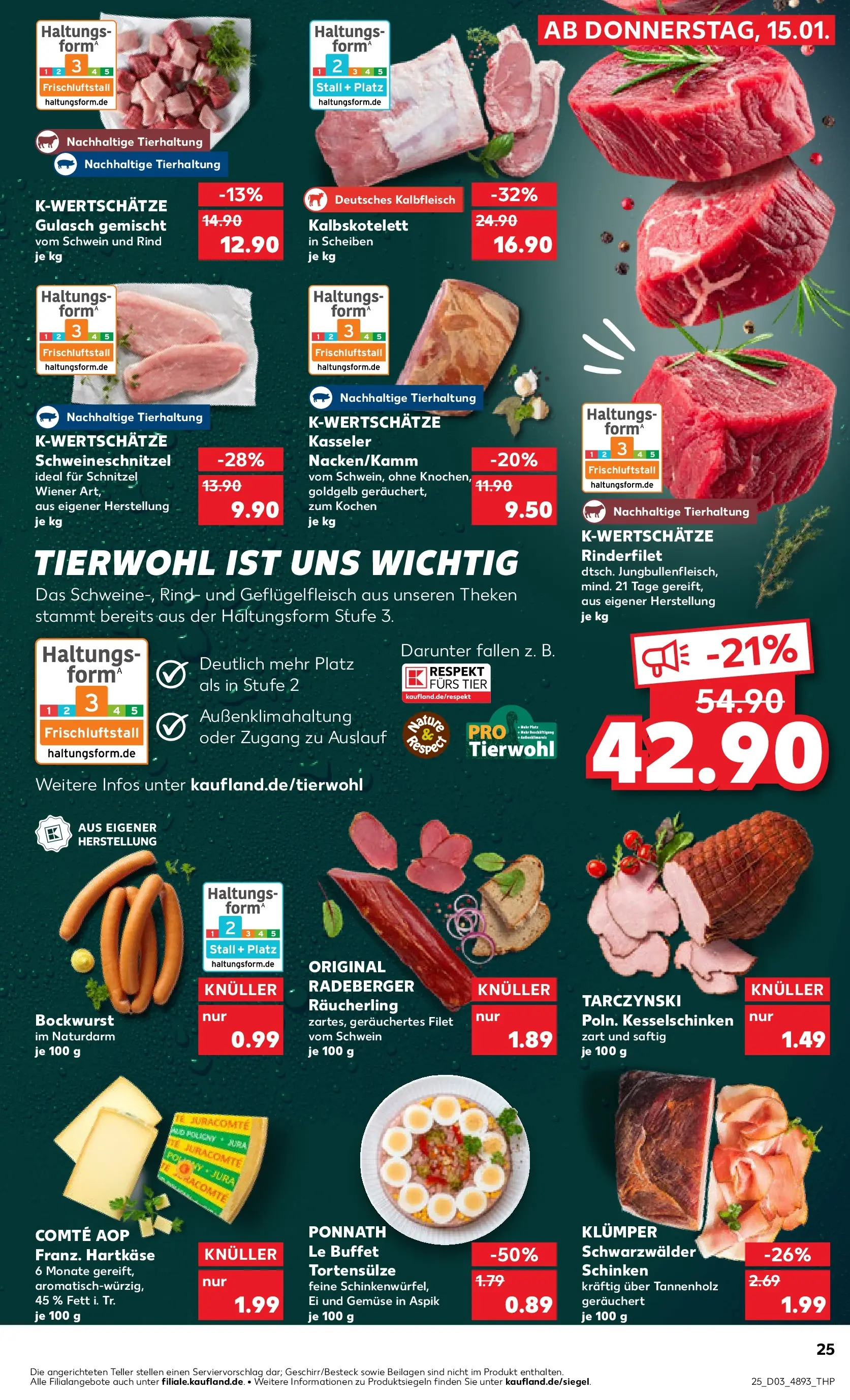 Prospekt Kaufland ab 15.01.2026 » Angebote Online zum Blättern | Seite: 25 | Produkte: Bockwurst, Jura, Rinderfilet, Schnitzel