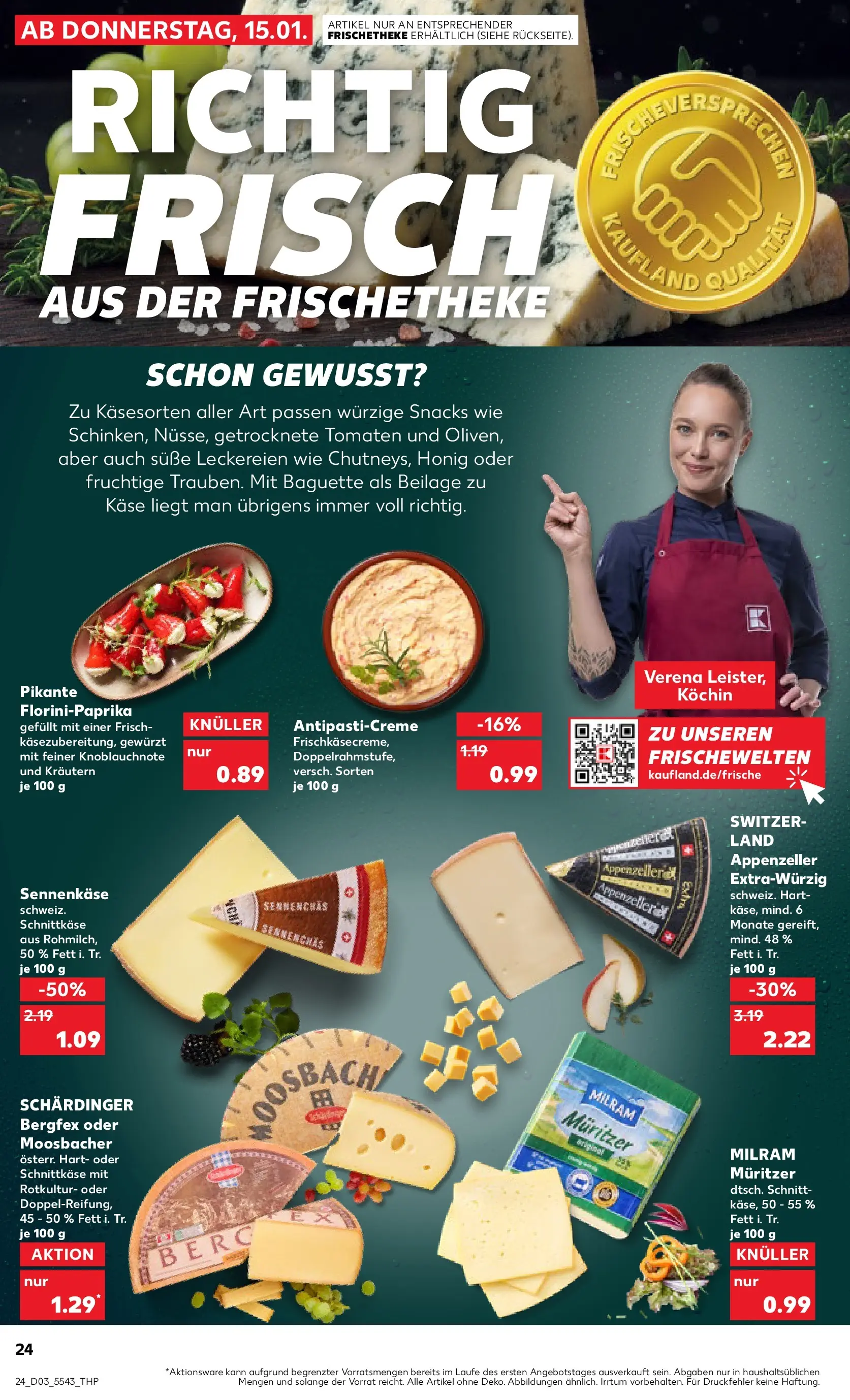 Prospekt Kaufland ab 15.01.2026 » Angebote Online zum Blättern | Seite: 24 | Produkte: Käse, Baguette, Tomaten, Milram