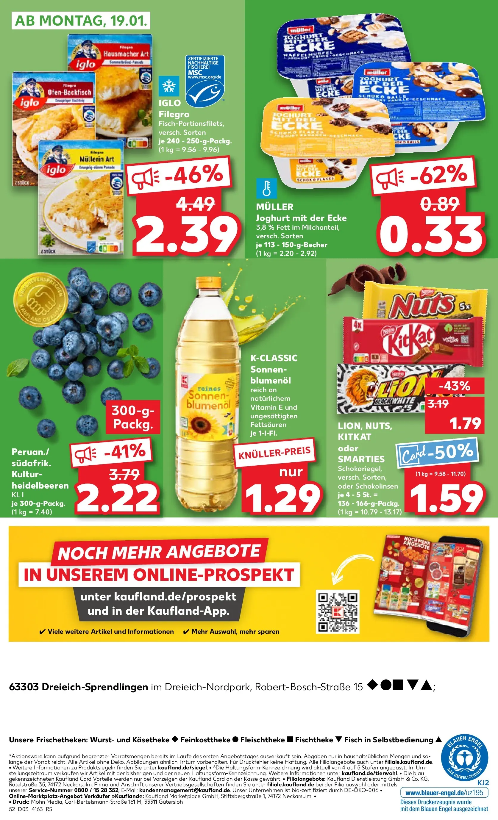 Prospekt Kaufland ab 15.01.2026 » Angebote Online zum Blättern | Seite: 52 | Produkte: Sonnenblumenol, Iglo, Smarties, Wurst