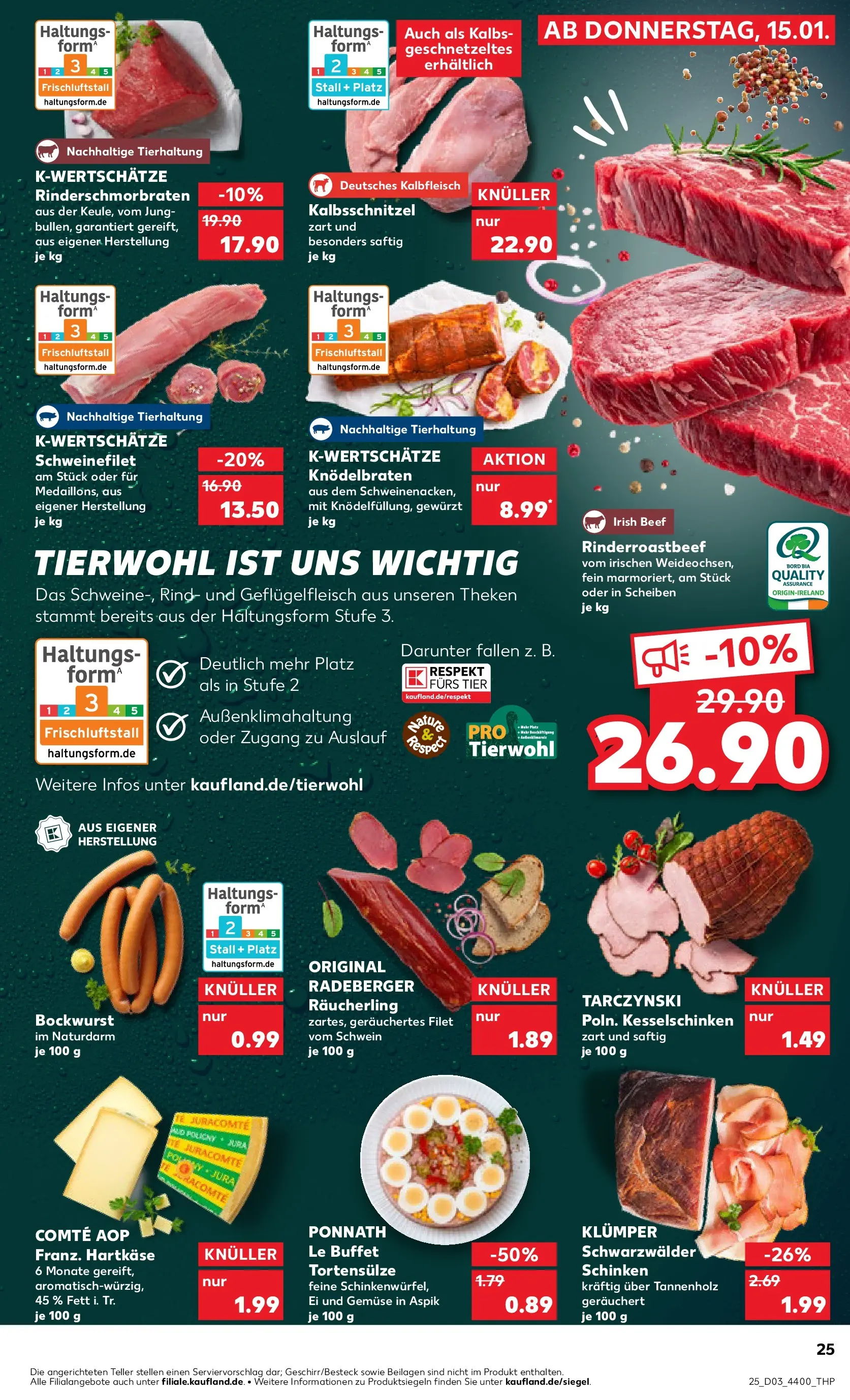 Prospekt Kaufland ab 15.01.2026 » Angebote Online zum Blättern | Seite: 25 | Produkte: Bockwurst, Jura, Schweinefilet, Gemüse