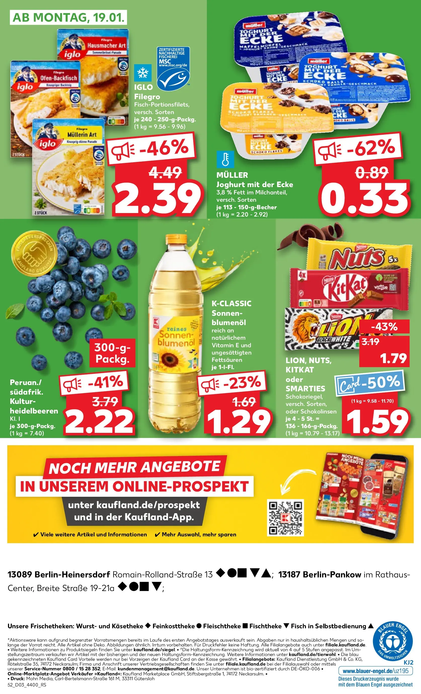 Prospekt Kaufland ab 15.01.2026 » Angebote Online zum Blättern | Seite: 52 | Produkte: Joghurt, Sonnenblumenol, Smarties, Heidelbeeren