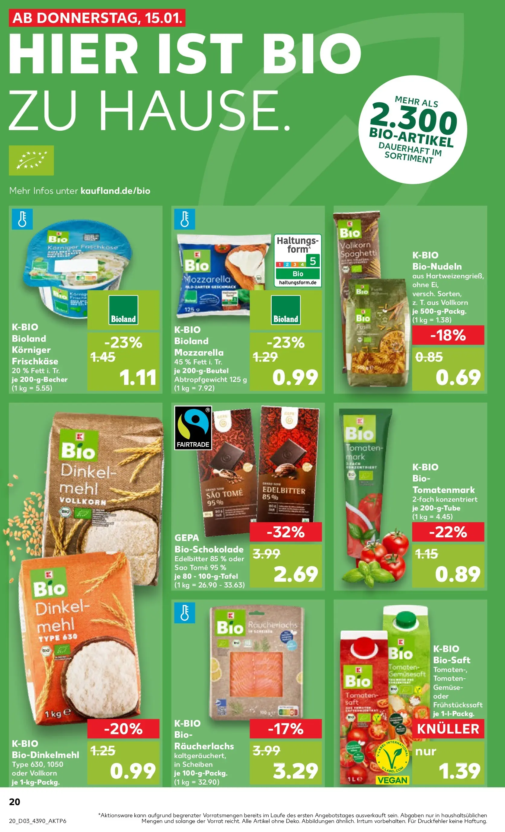 Prospekt Kaufland ab 15.01.2026 » Angebote Online zum Blättern | Seite: 20 | Produkte: Mozzarella, Tomaten, Gemüse, Saft