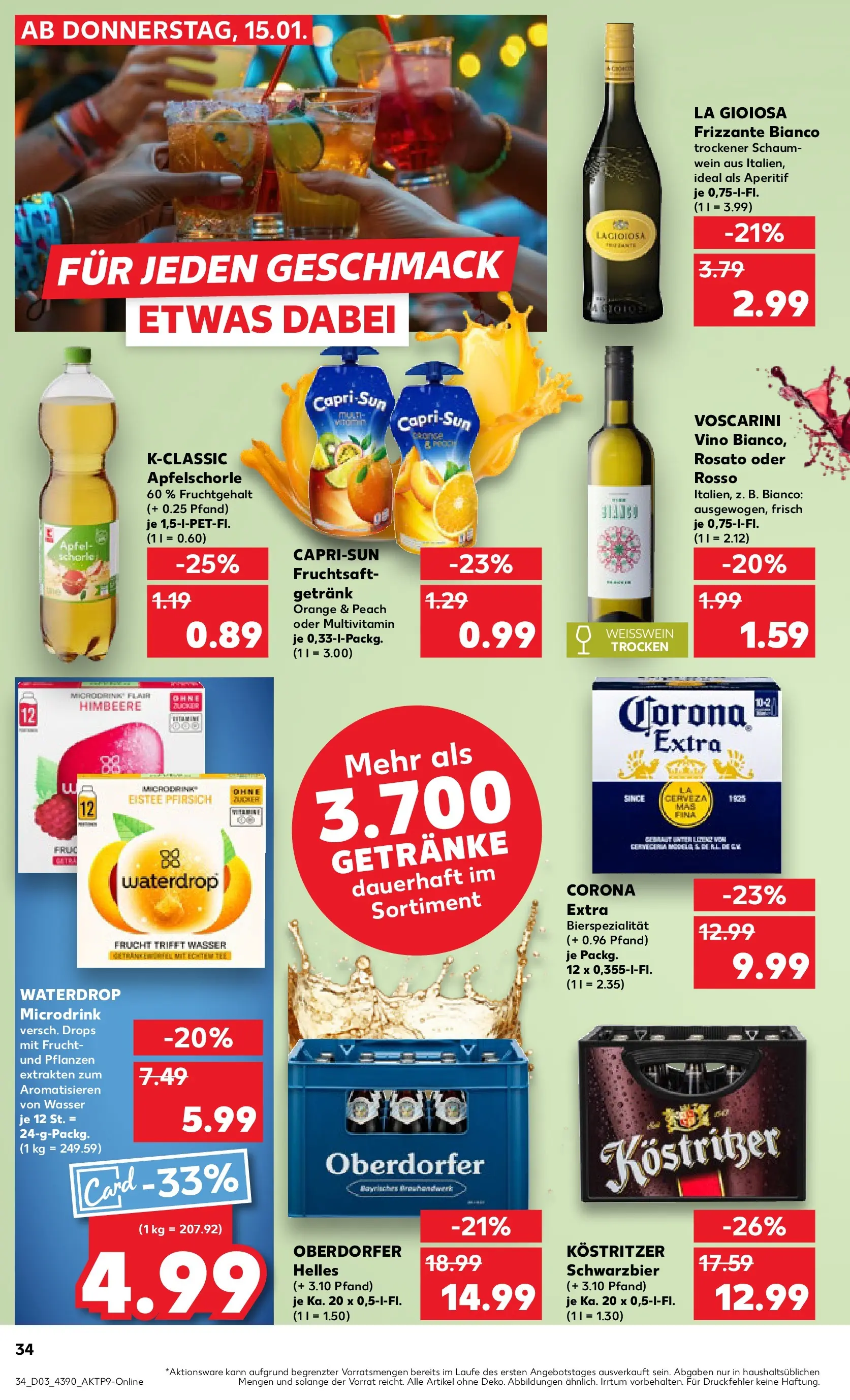 Prospekt Kaufland ab 15.01.2026 » Angebote Online zum Blättern | Seite: 34 | Produkte: Weißwein, Äpfel, Wasser, Himbeere