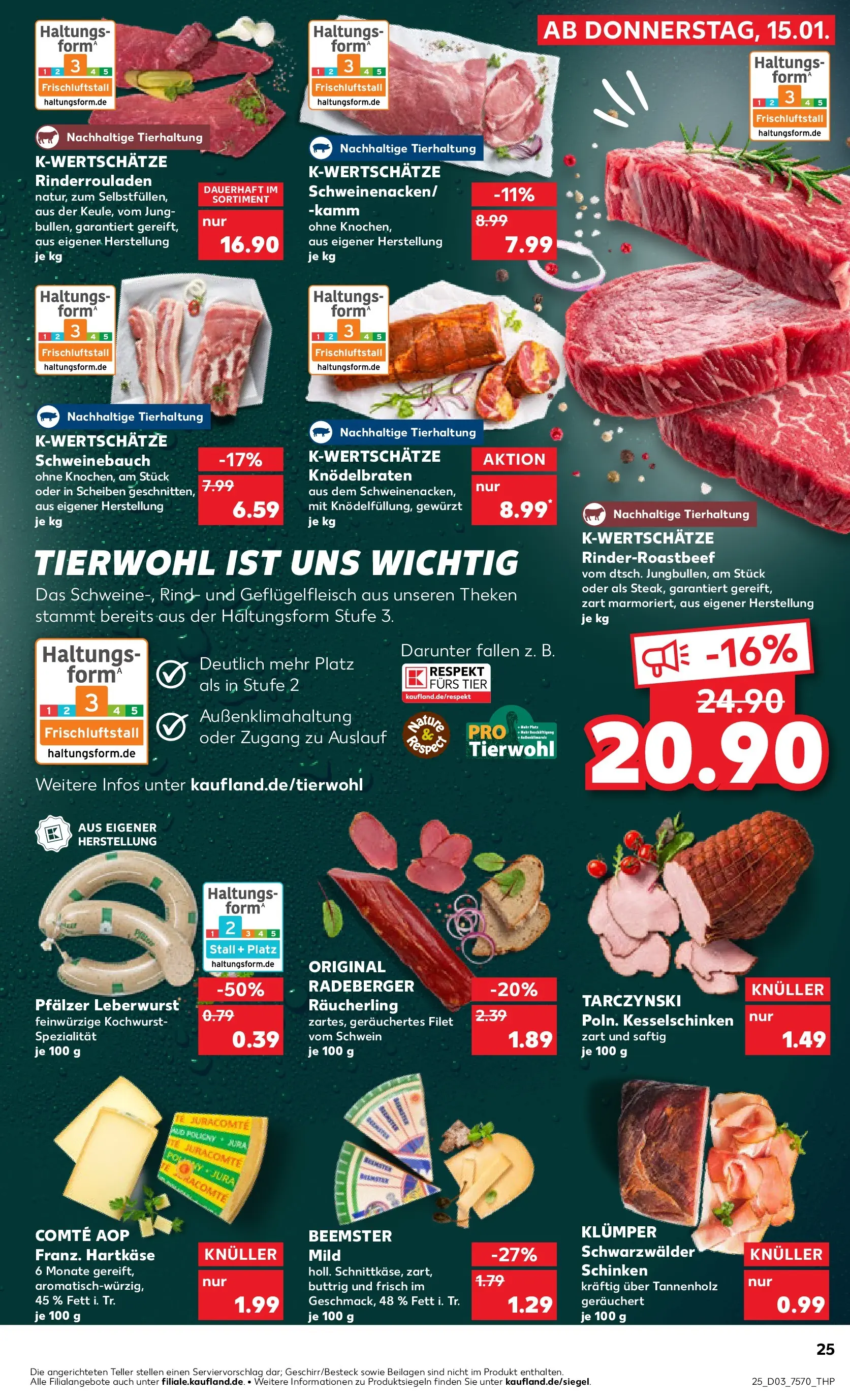 Prospekt Kaufland ab 15.01.2026 » Angebote Online zum Blättern | Seite: 25 | Produkte: Rinderrouladen, Schweinebauch, Schinken