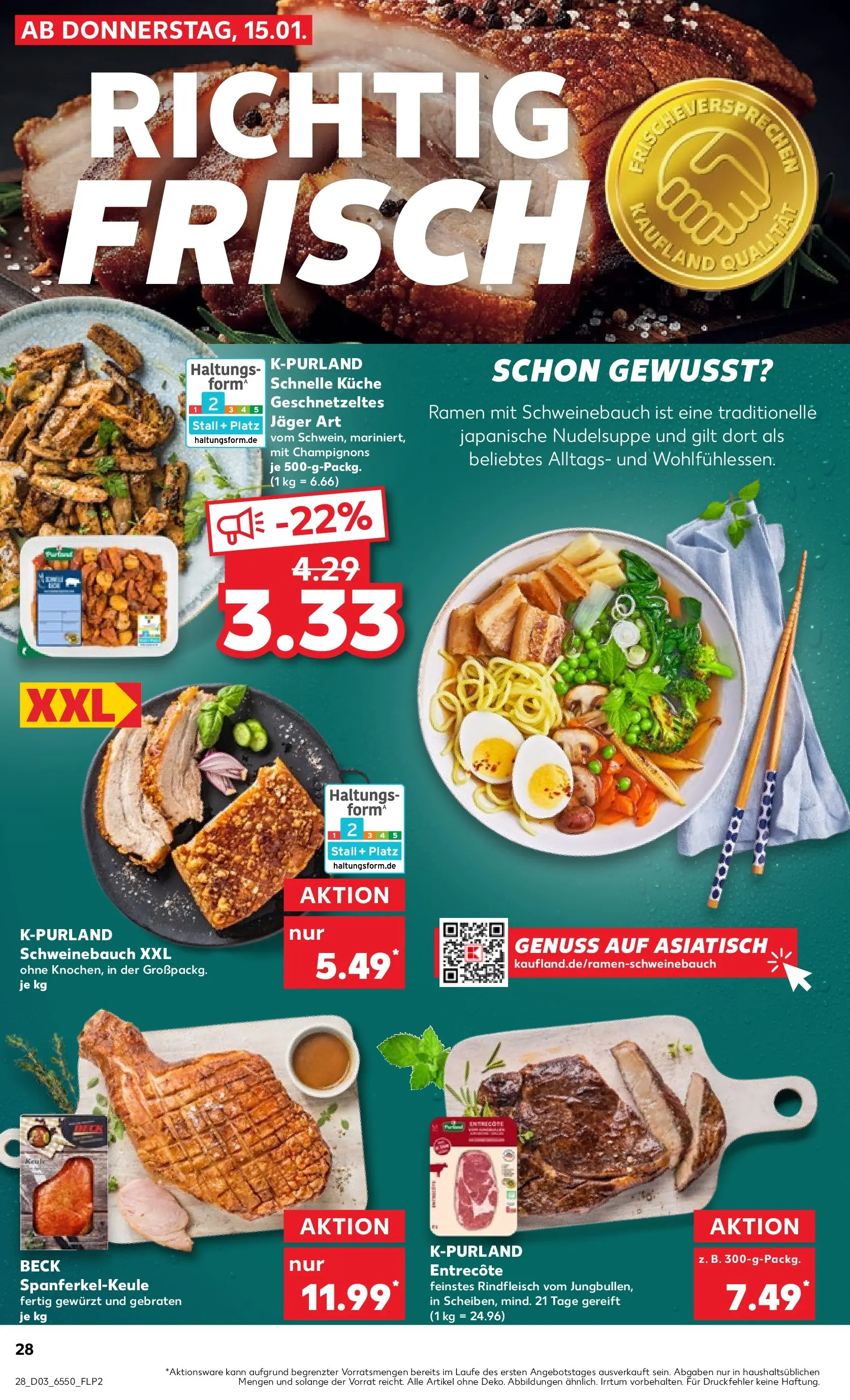Prospekt Kaufland ab 15.01.2026 » Angebote Online zum Blättern | Seite: 36 | Produkte: Schweinebauch, Entrecote, Champignons, Rindfleisch
