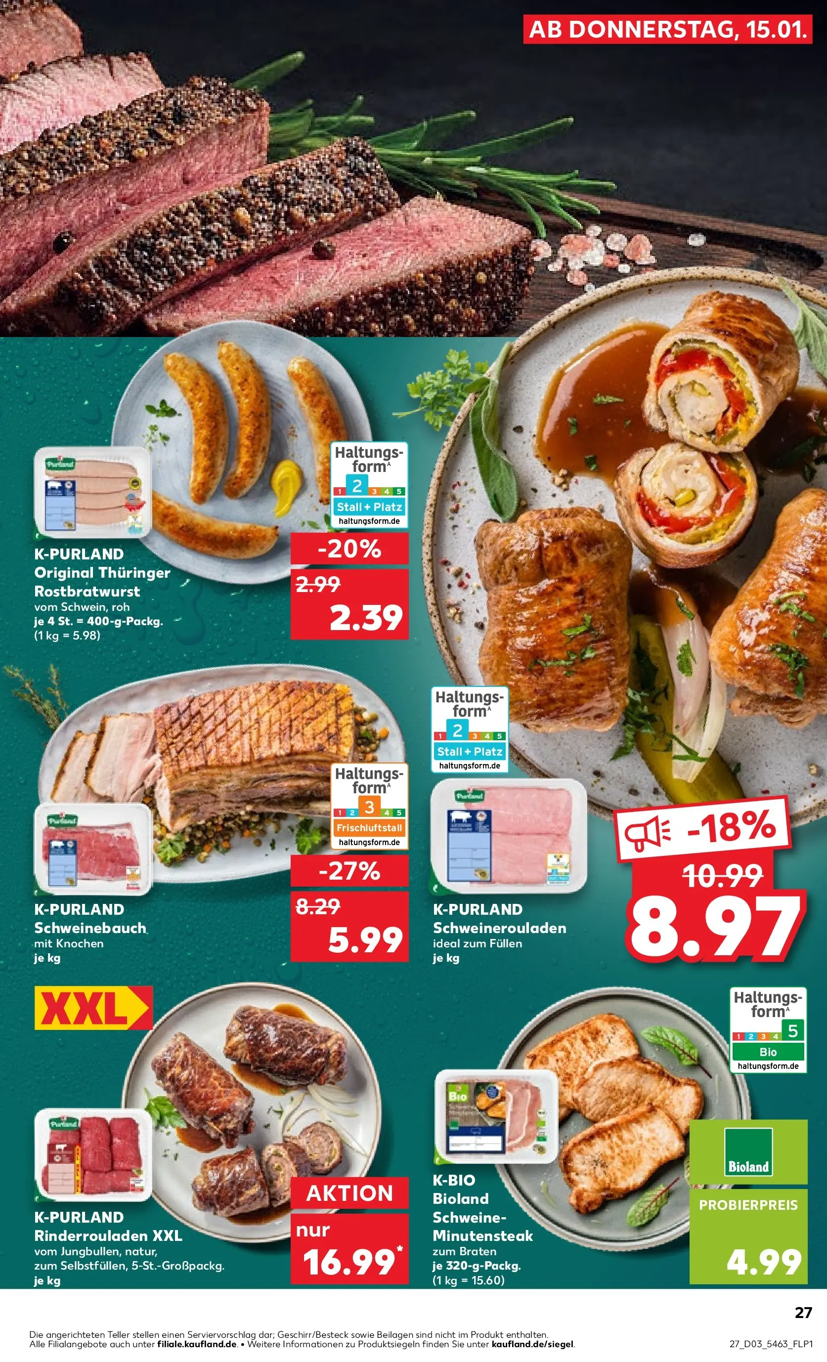 Prospekt Kaufland ab 15.01.2026 » Angebote Online zum Blättern | Seite: 31 | Produkte: Rinderrouladen, Schweinebauch, Steak