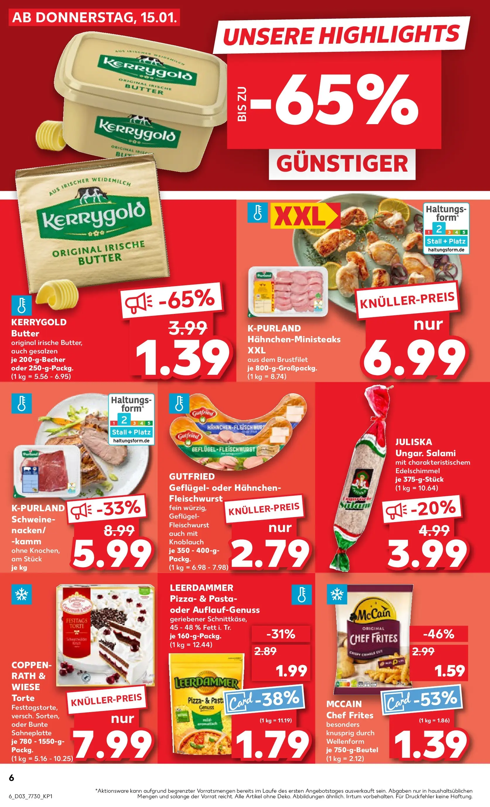 Prospekt Kaufland ab 15.01.2026 » Angebote Online zum Blättern | Seite: 6 | Produkte: Hahnchen, Butter, Pasta, Kerrygold butter
