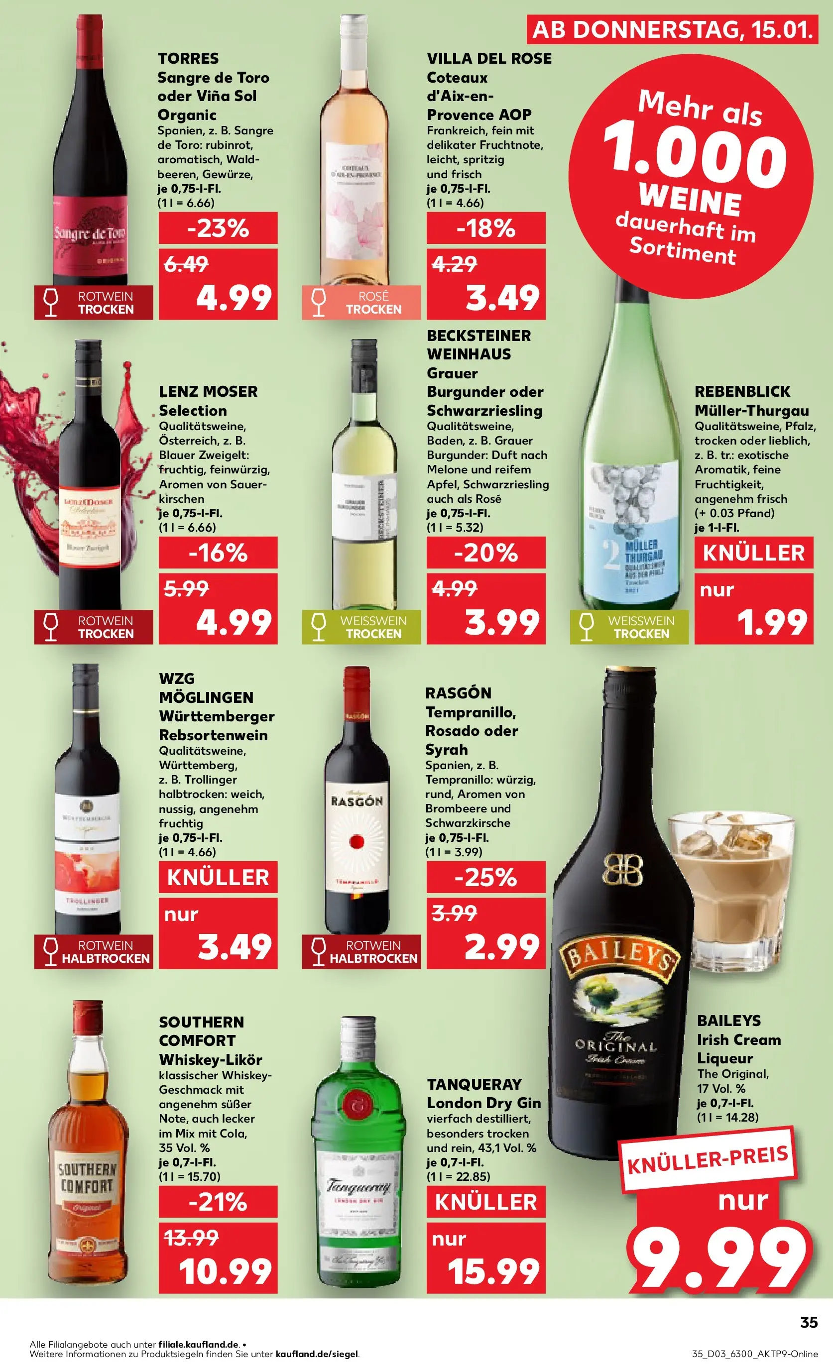 Prospekt Kaufland ab 15.01.2026 » Angebote Online zum Blättern | Seite: 35 | Produkte: Kirschen, Southern comfort, Melone, Whiskey