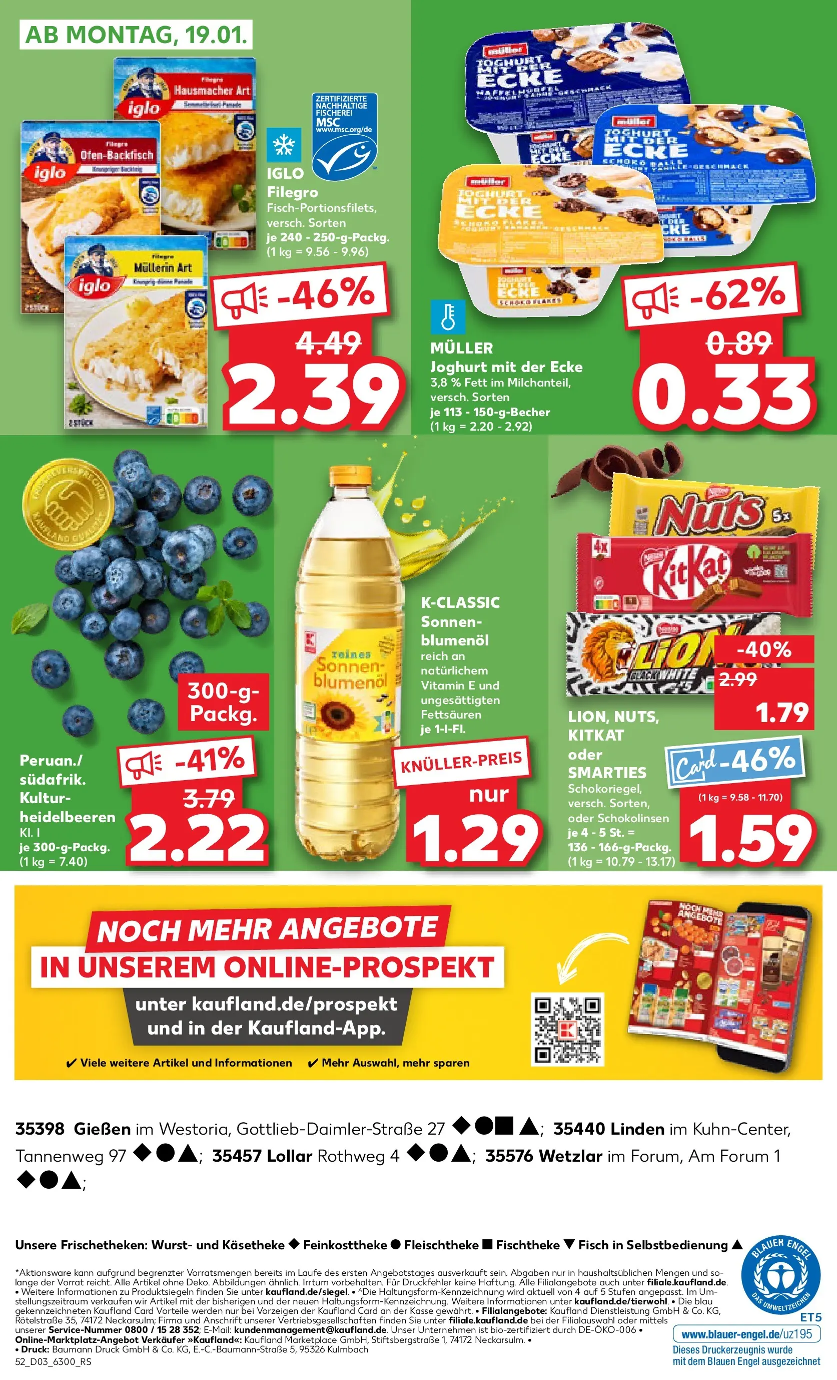 Prospekt Kaufland ab 15.01.2026 » Angebote Online zum Blättern | Seite: 52 | Produkte: Joghurt, Sonnenblumenol, Iglo, Smarties