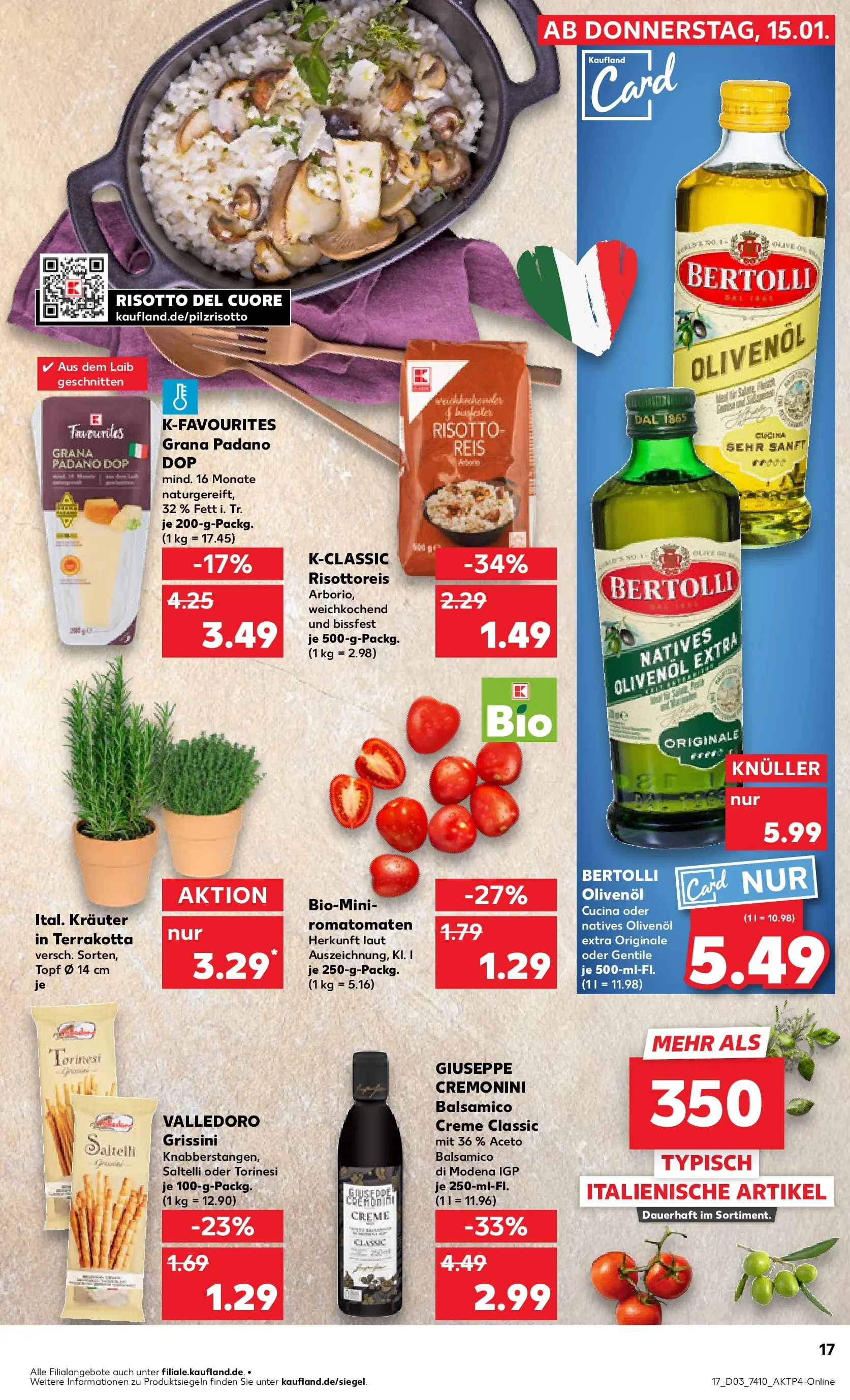 Prospekt Kaufland ab 15.01.2026 » Angebote Online zum Blättern | Seite: 17 | Produkte: Balsamico, Olivenol, Creme, Reis