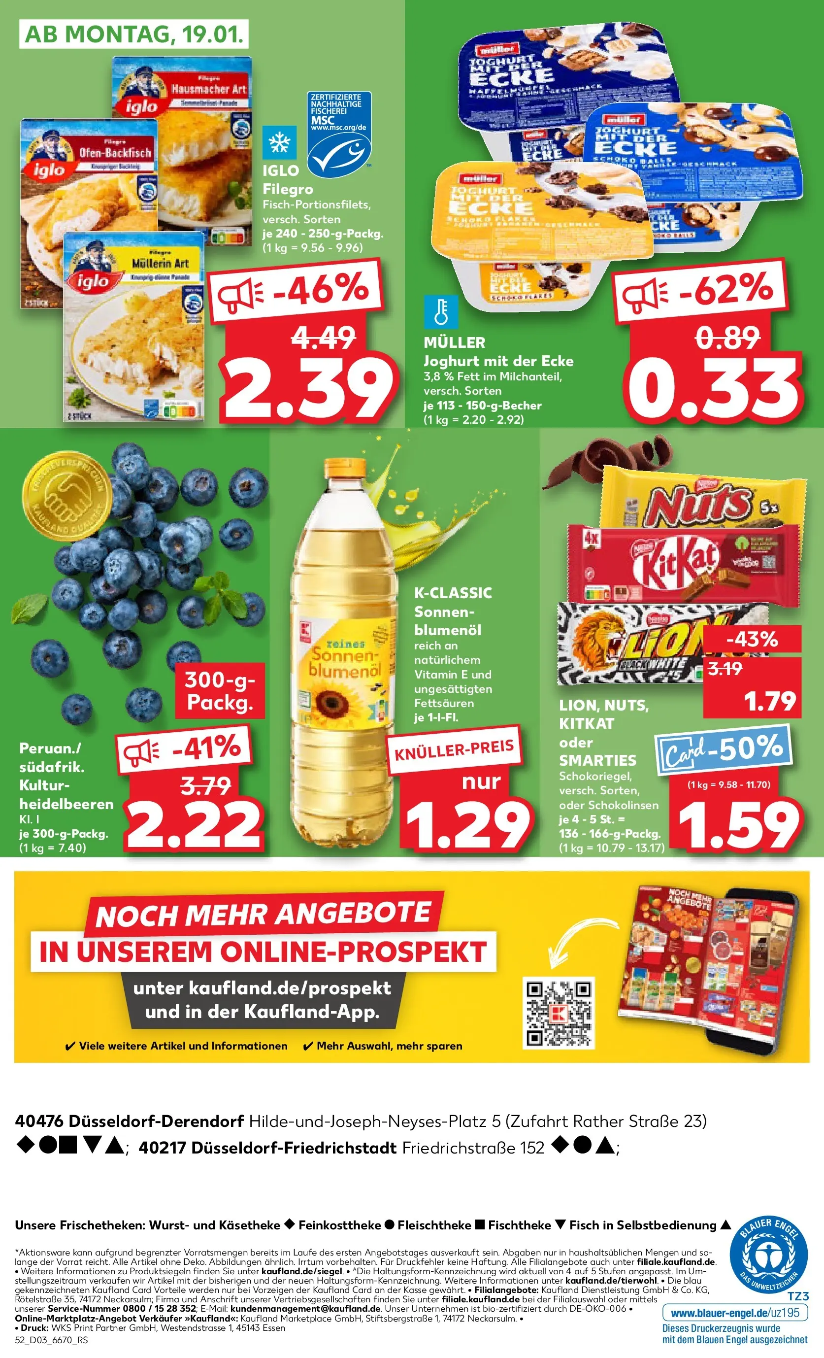Prospekt Kaufland ab 15.01.2026 » Angebote Online zum Blättern | Seite: 52 | Produkte: Sonnenblumenol, Smarties, Heidelbeeren, Wurst