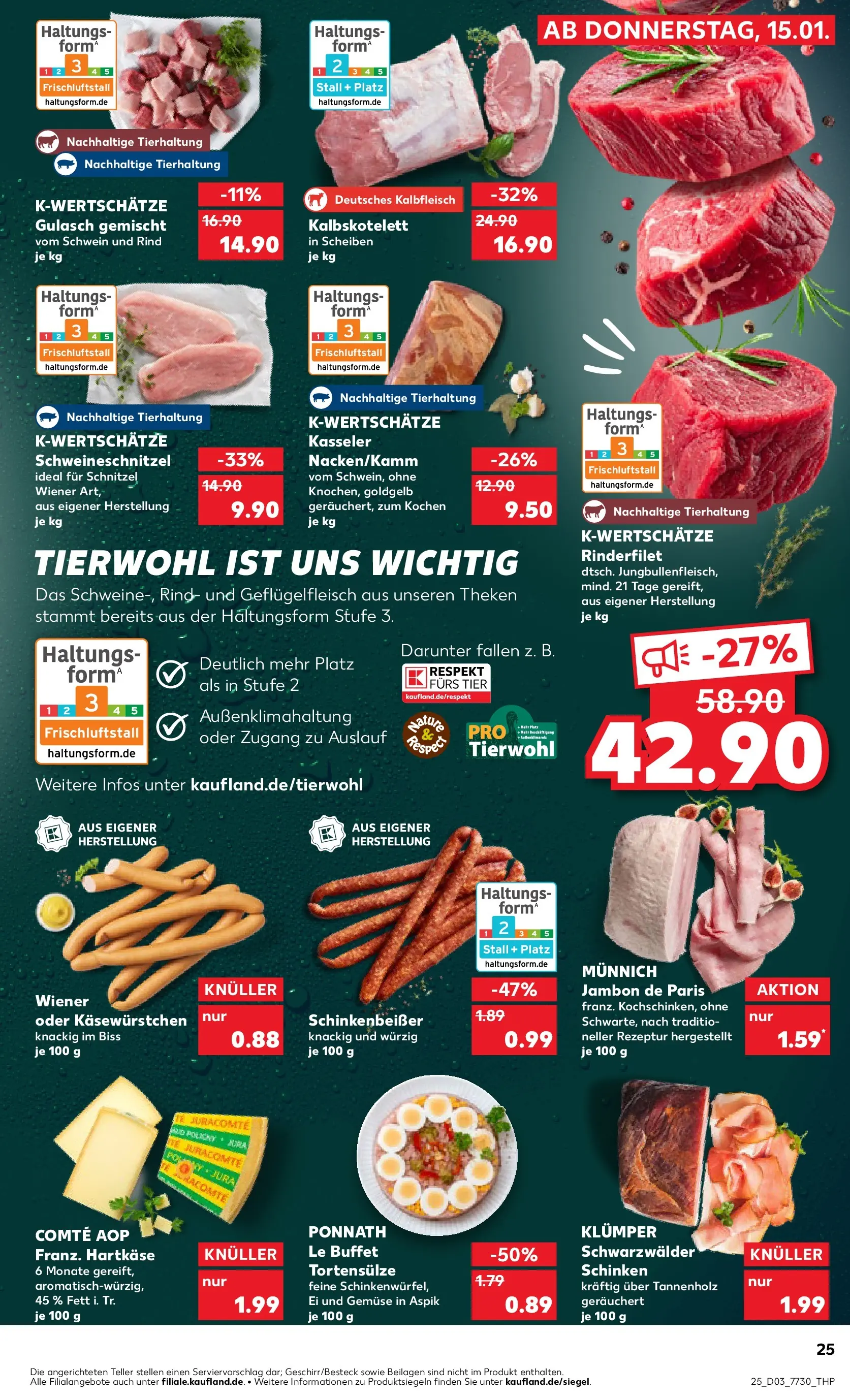 Prospekt Kaufland ab 15.01.2026 » Angebote Online zum Blättern | Seite: 25 | Produkte: Rinderfilet, Gemüse, Gulasch, Schinken